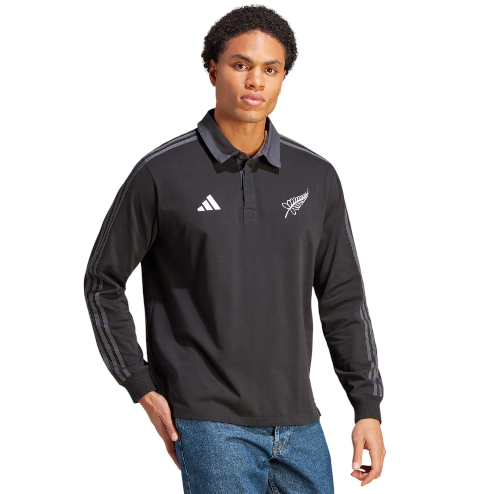 adidas All Blacks Heritage Rugby Mens Polo Shirt Jersey - Image 3