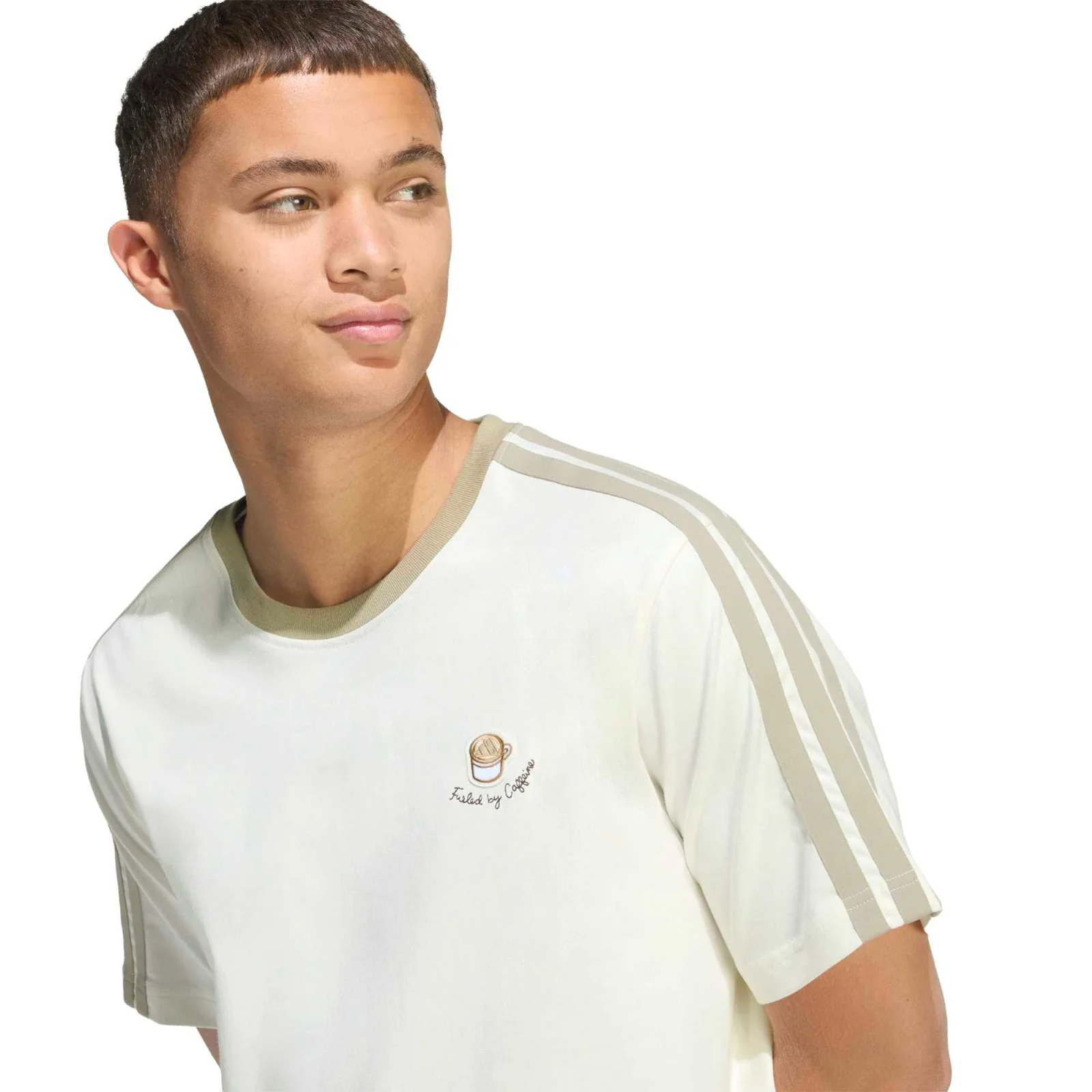 adidas Lux Coffee Cafe Cup Loose-Fit Mens Graphic T-Shirt - Image 3