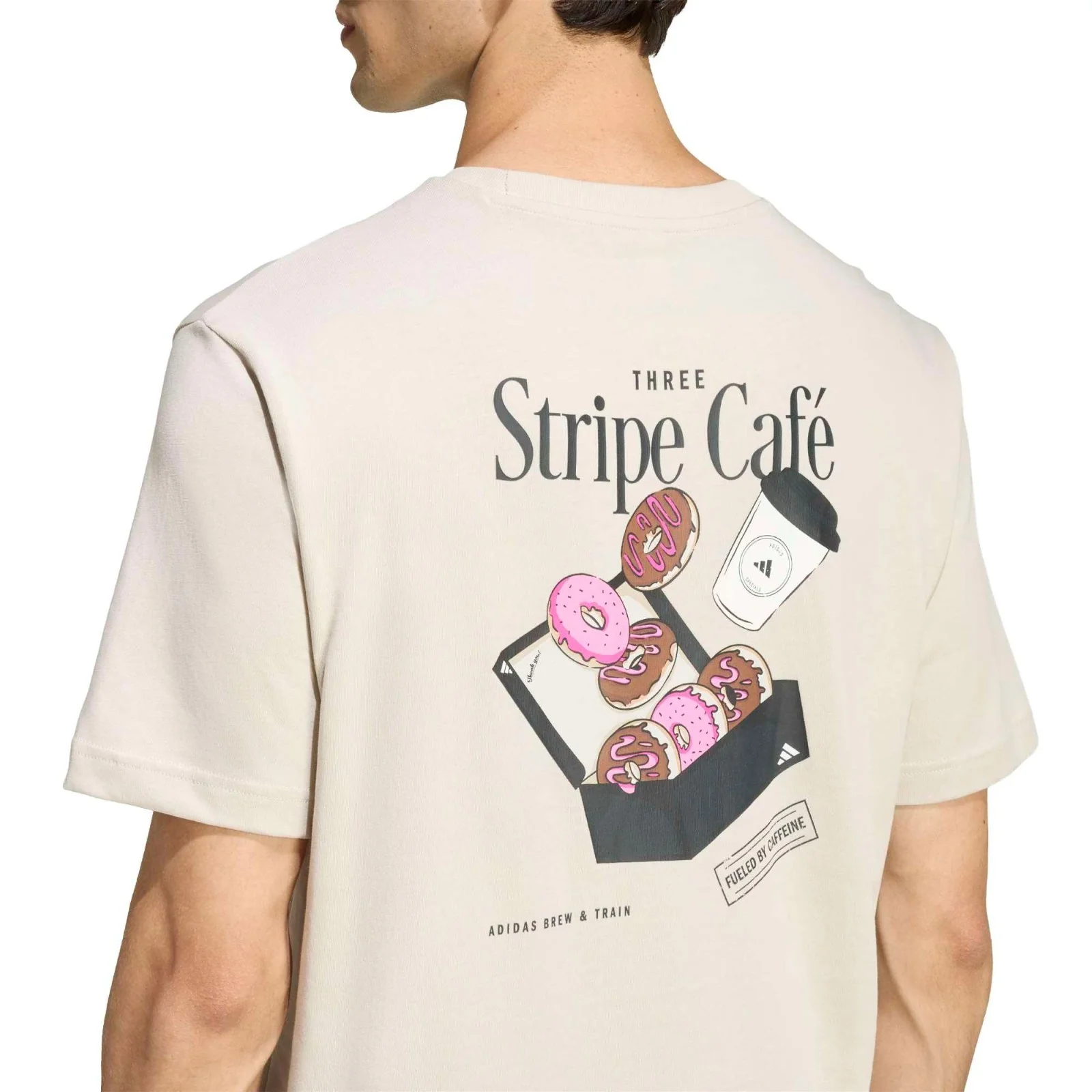 adidas Coffee Cafe Donut Box Mens Casual Graphic T-Shirt - Image 4