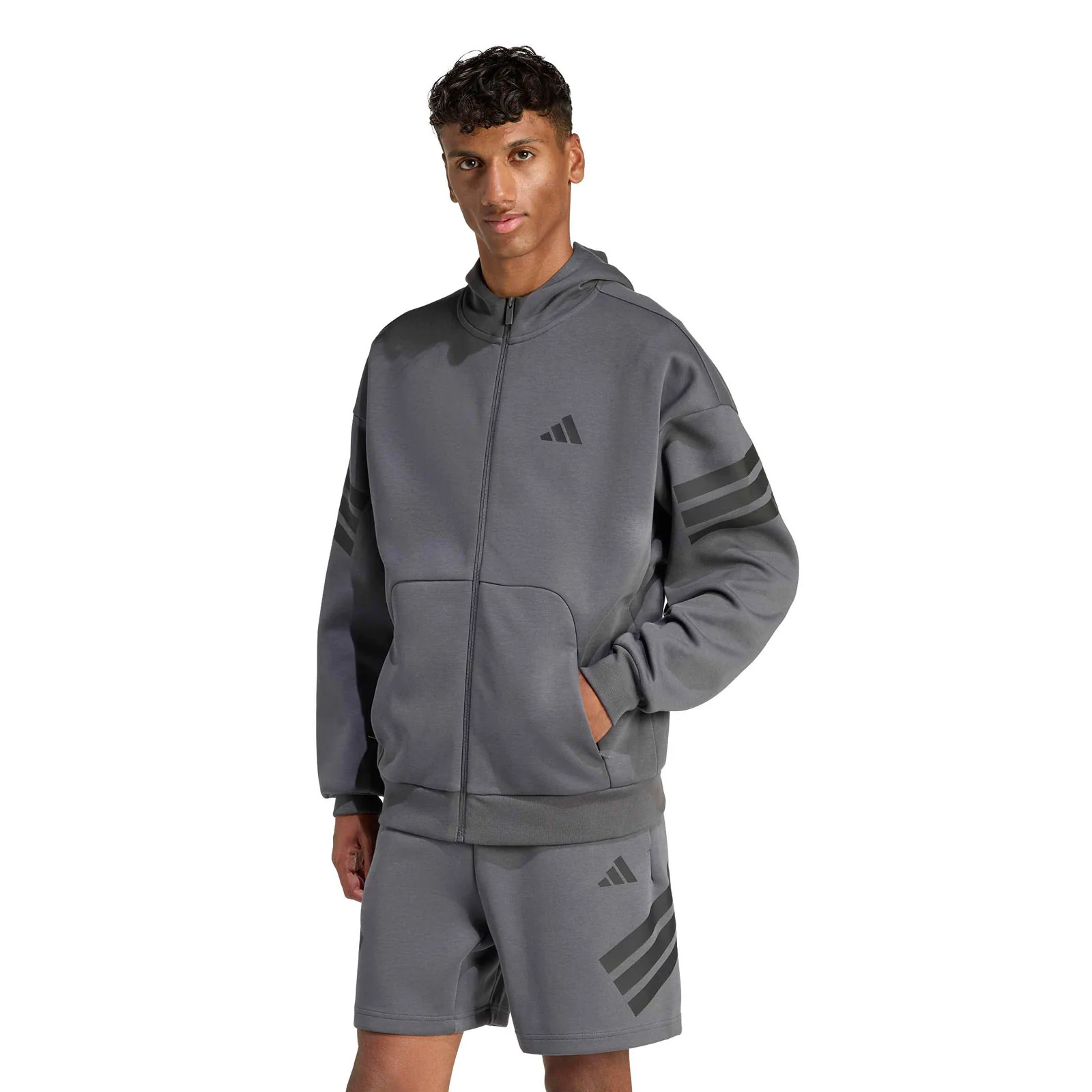 adidas Future Icons 3-Stripes Mens Full-Zip Hoodie