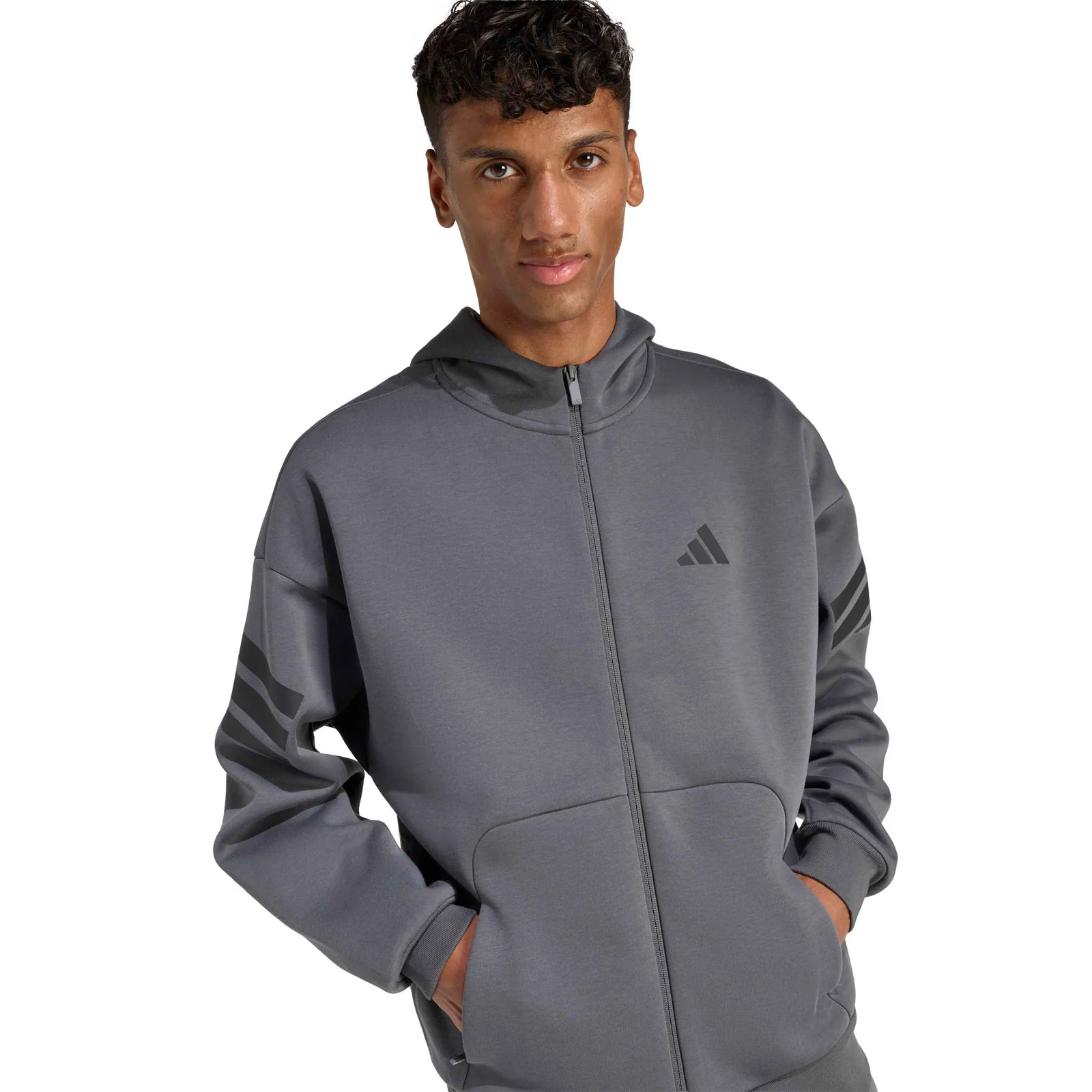 adidas Future Icons 3-Stripes Mens Full-Zip Hoodie - Image 3