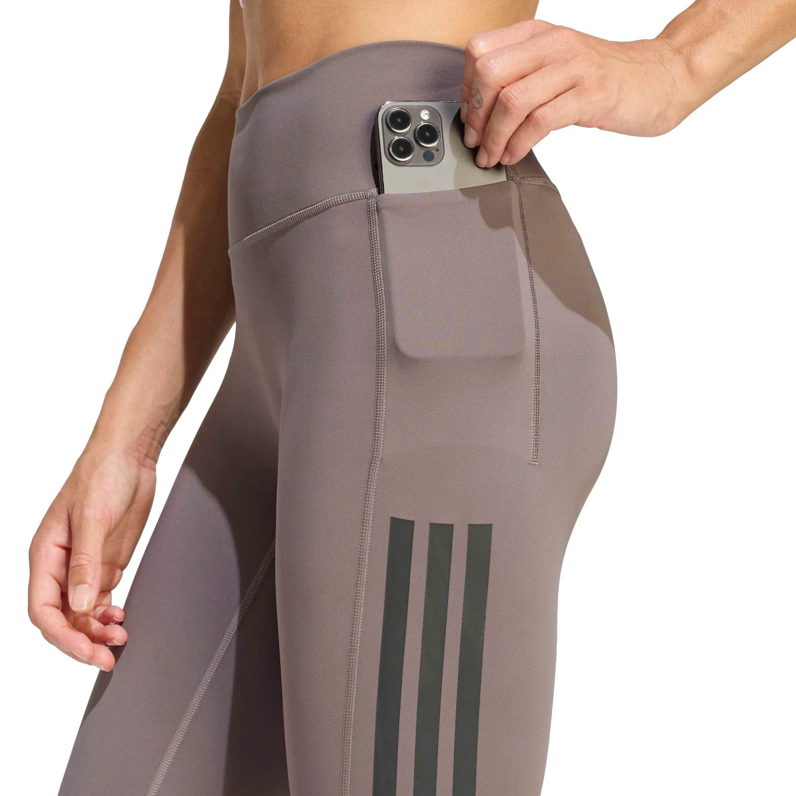 adidas Optime Workout 3-Stripes Womens 7/8 Length Leggings - Image 6