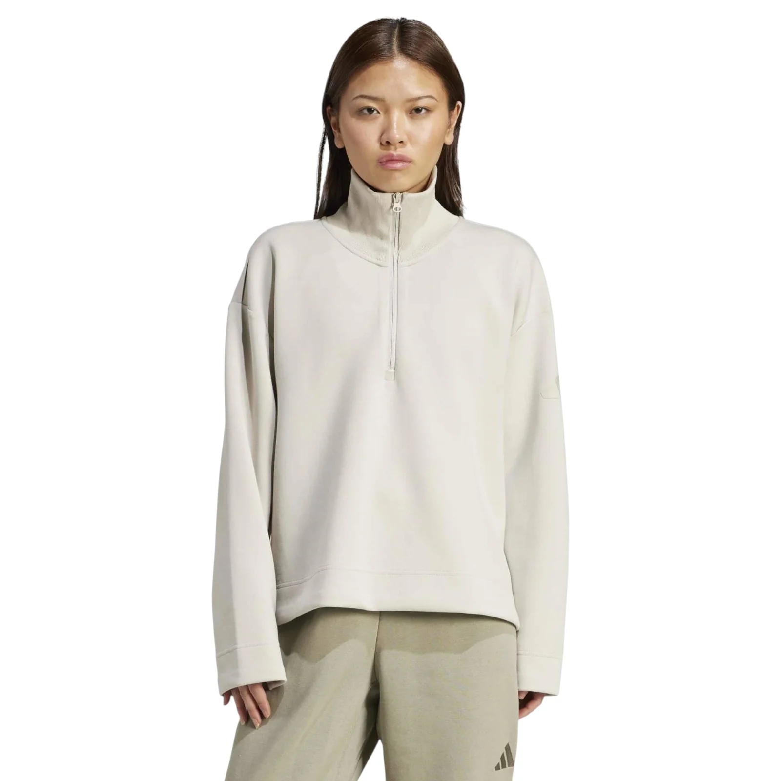 adidas Soft Lux Womens Half-Zip Loose-Fit Sweatshirt