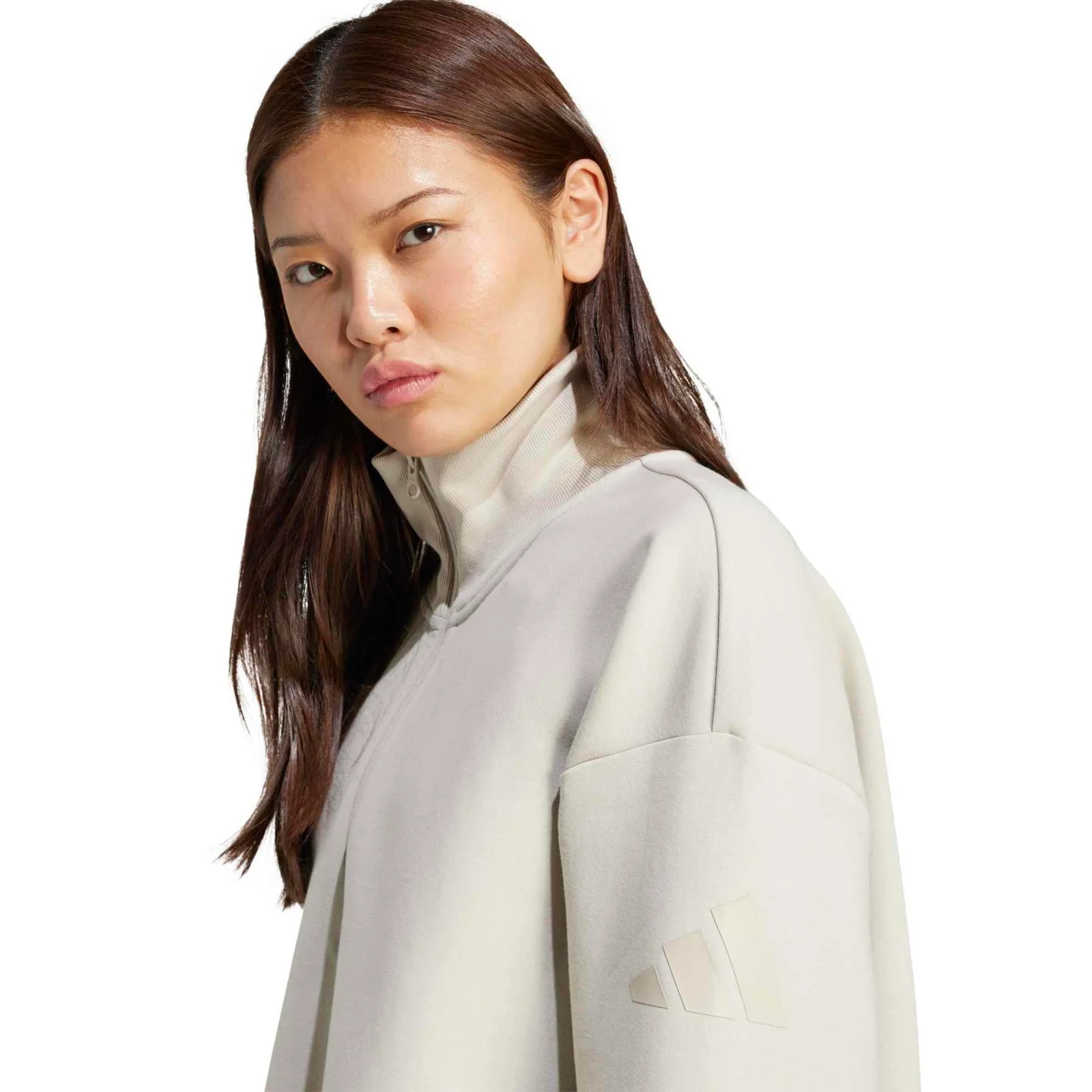 adidas Soft Lux Womens Half-Zip Loose-Fit Sweatshirt - Image 5