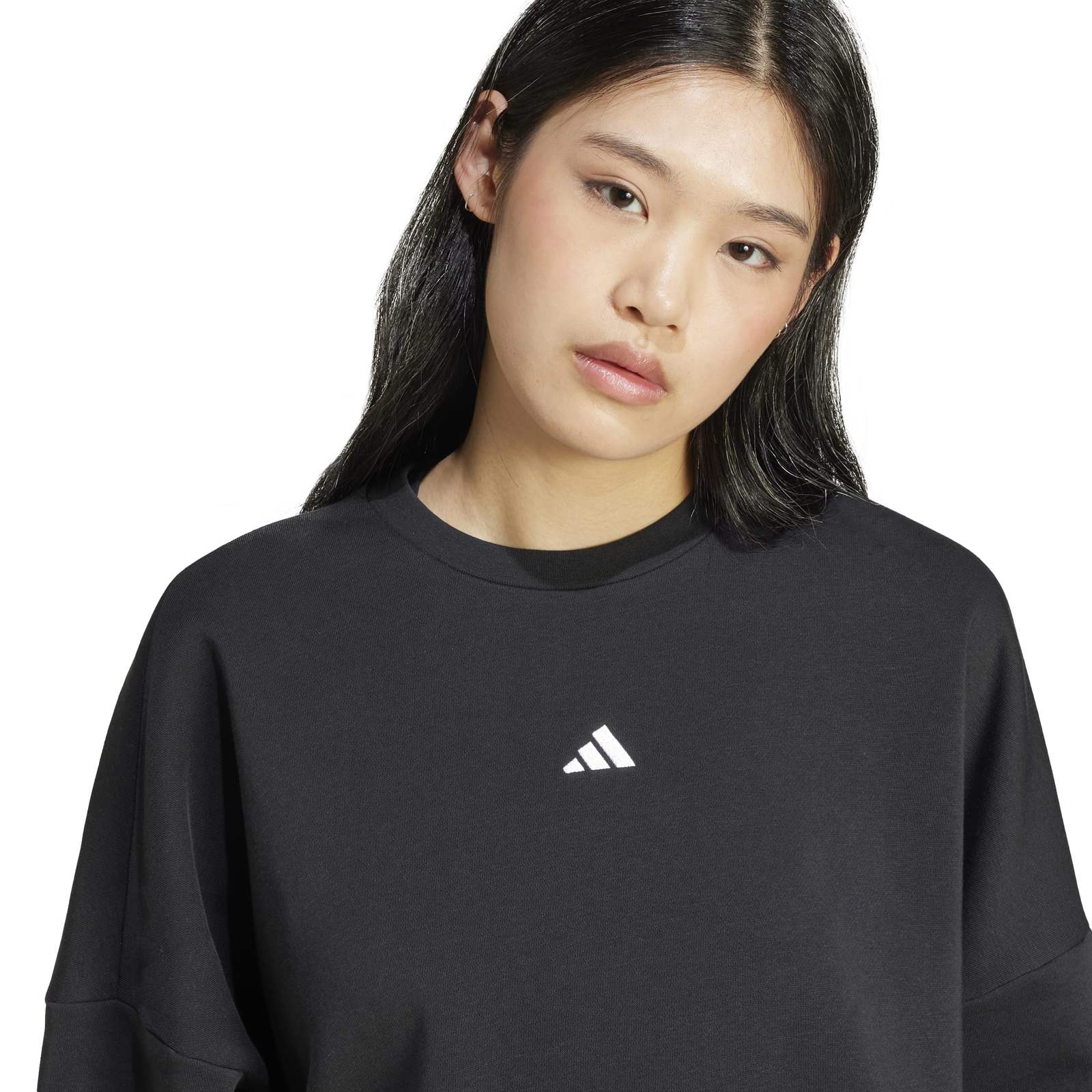 adidas Womens Fleece Crew Pullover Logo Sweatshirt - Image 3