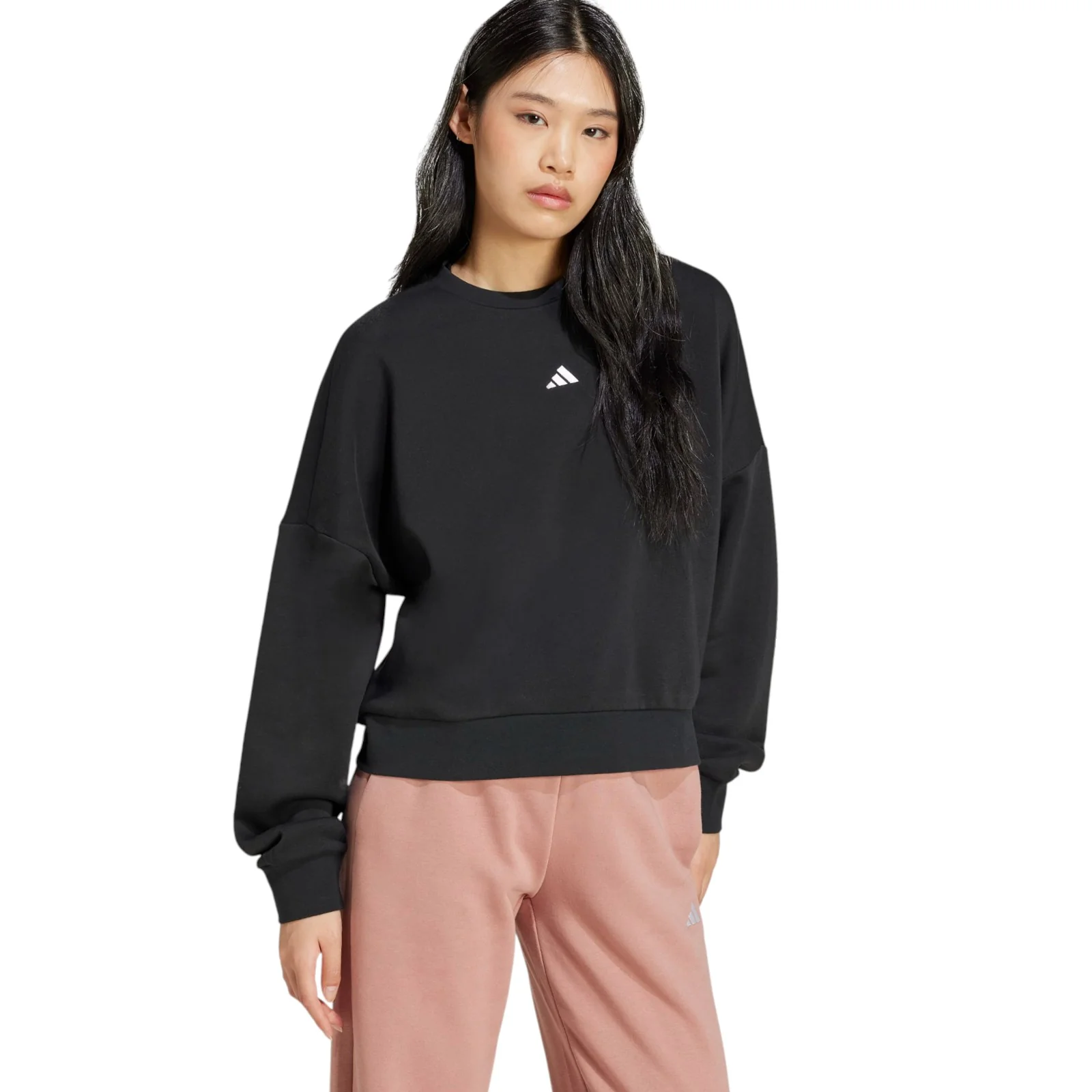 adidas Womens Fleece Crew Pullover Logo Sweatshirt - Image 6