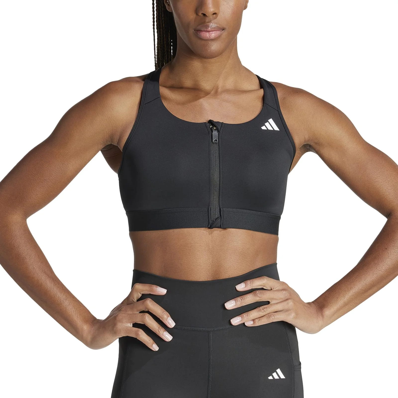 adidas Powerreact Training Medium-Support Zip Bra - Image 2