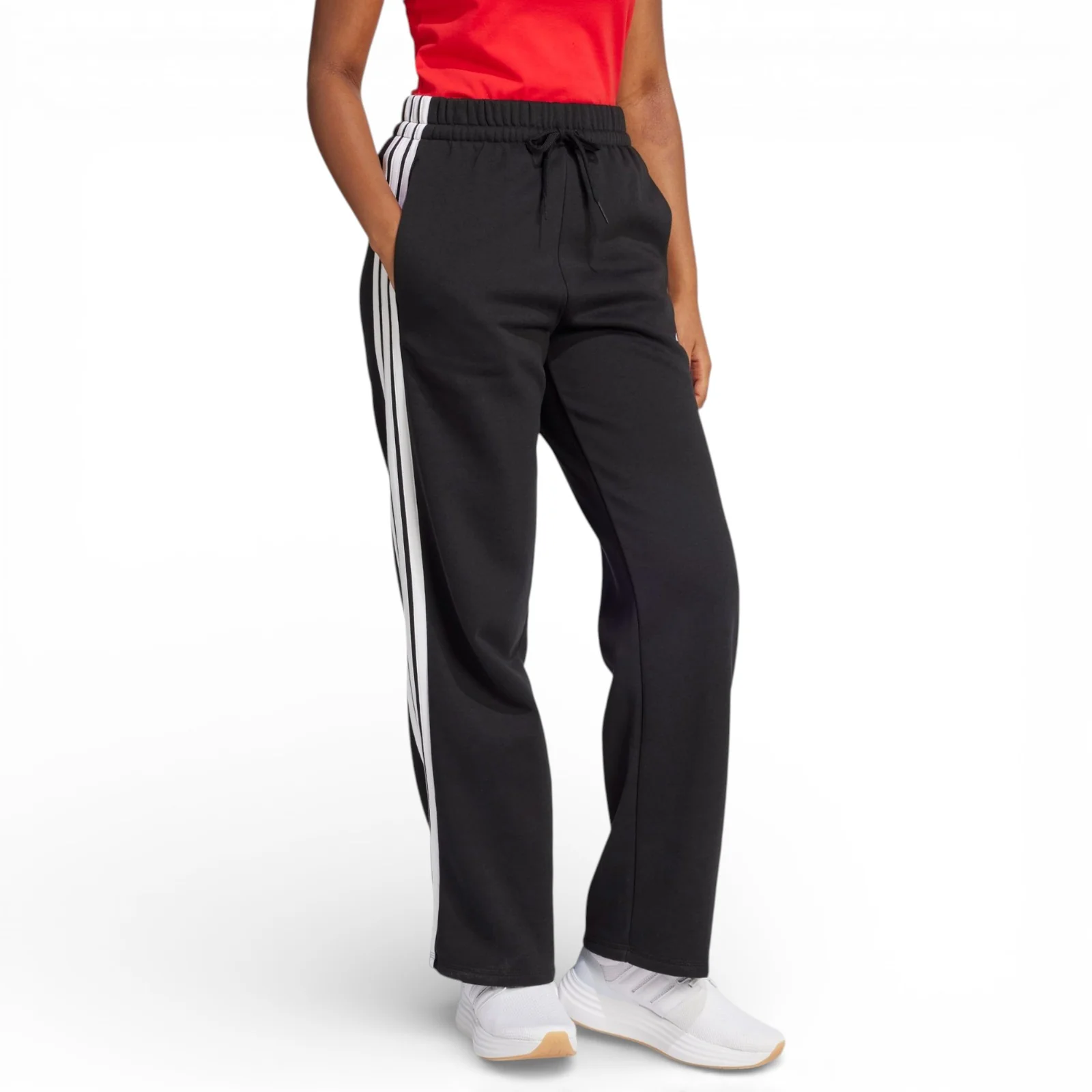 adidas Essentials 3-Stripes Open-Hem Womens Fleece Joggers - Image 3