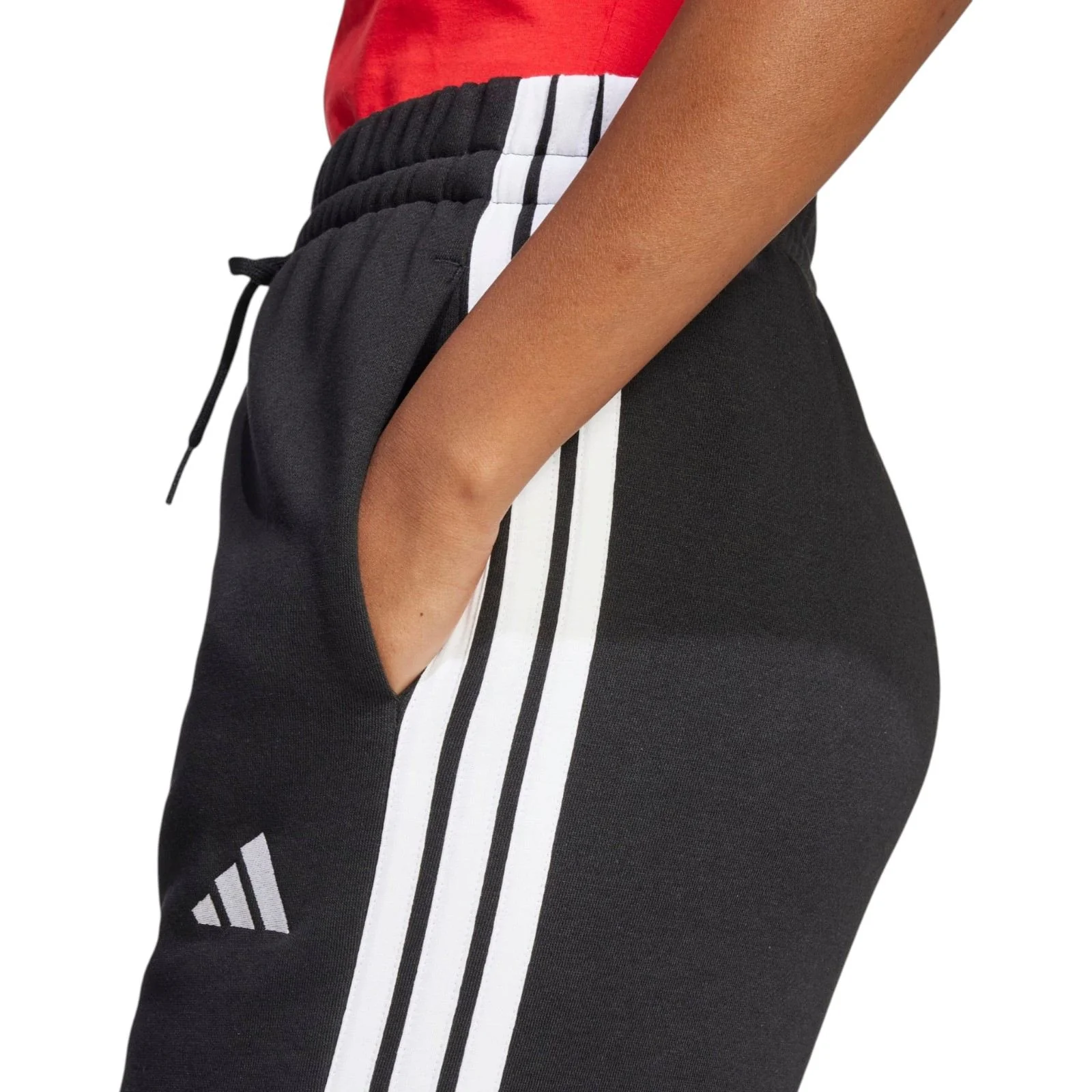 adidas Essentials 3-Stripes Open-Hem Womens Fleece Joggers - Image 4