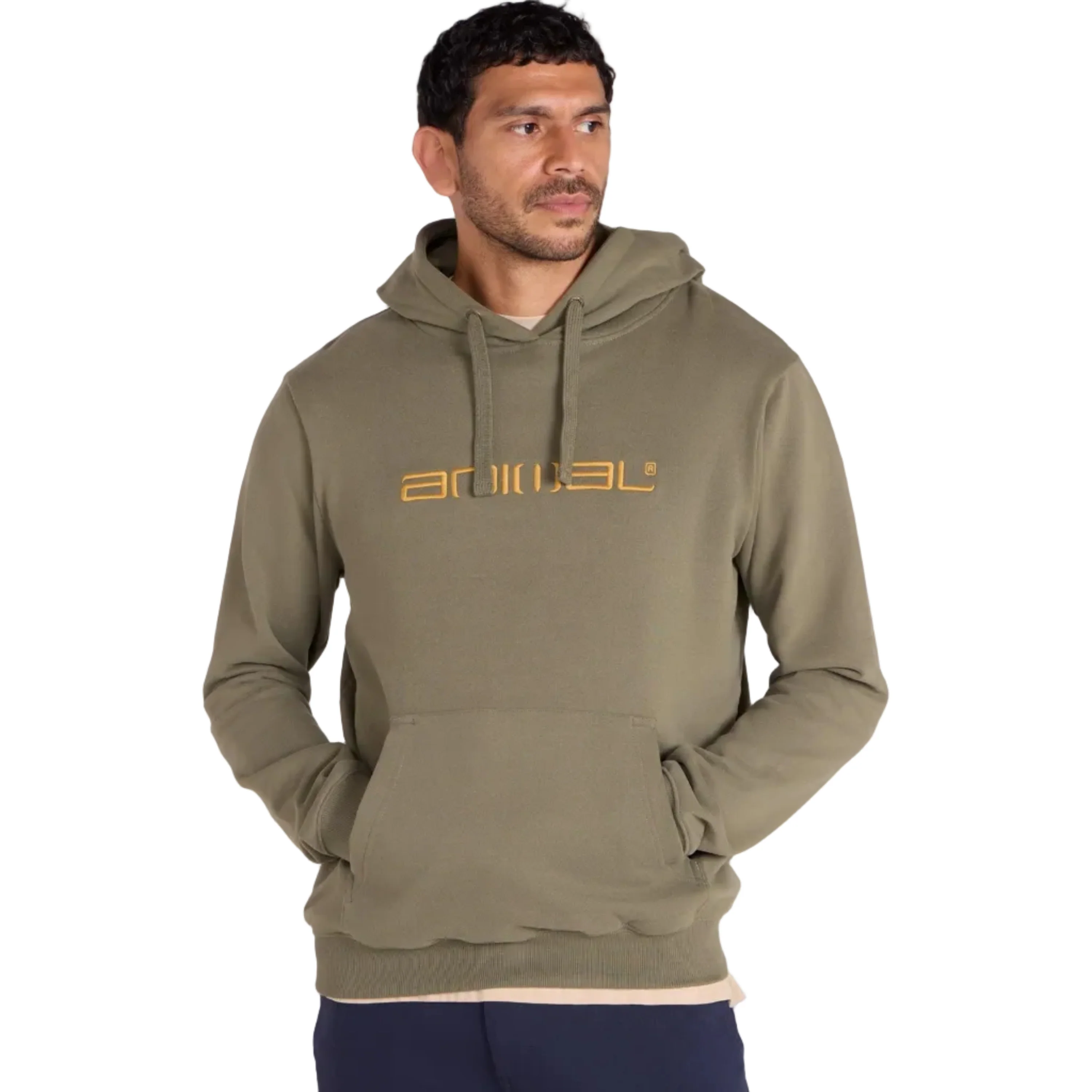 Animal Mens Driver Logo Organic Hoodie Dark Khaki
