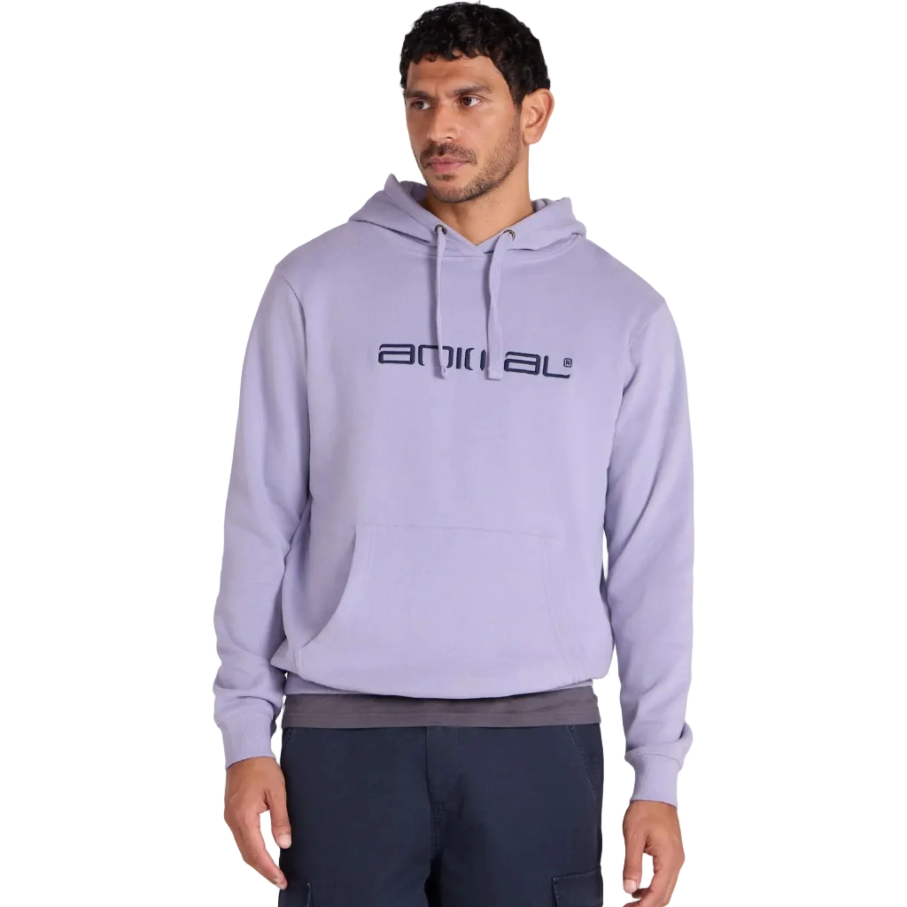 Animal Mens Driver Logo Organic Hoodie Light Blue