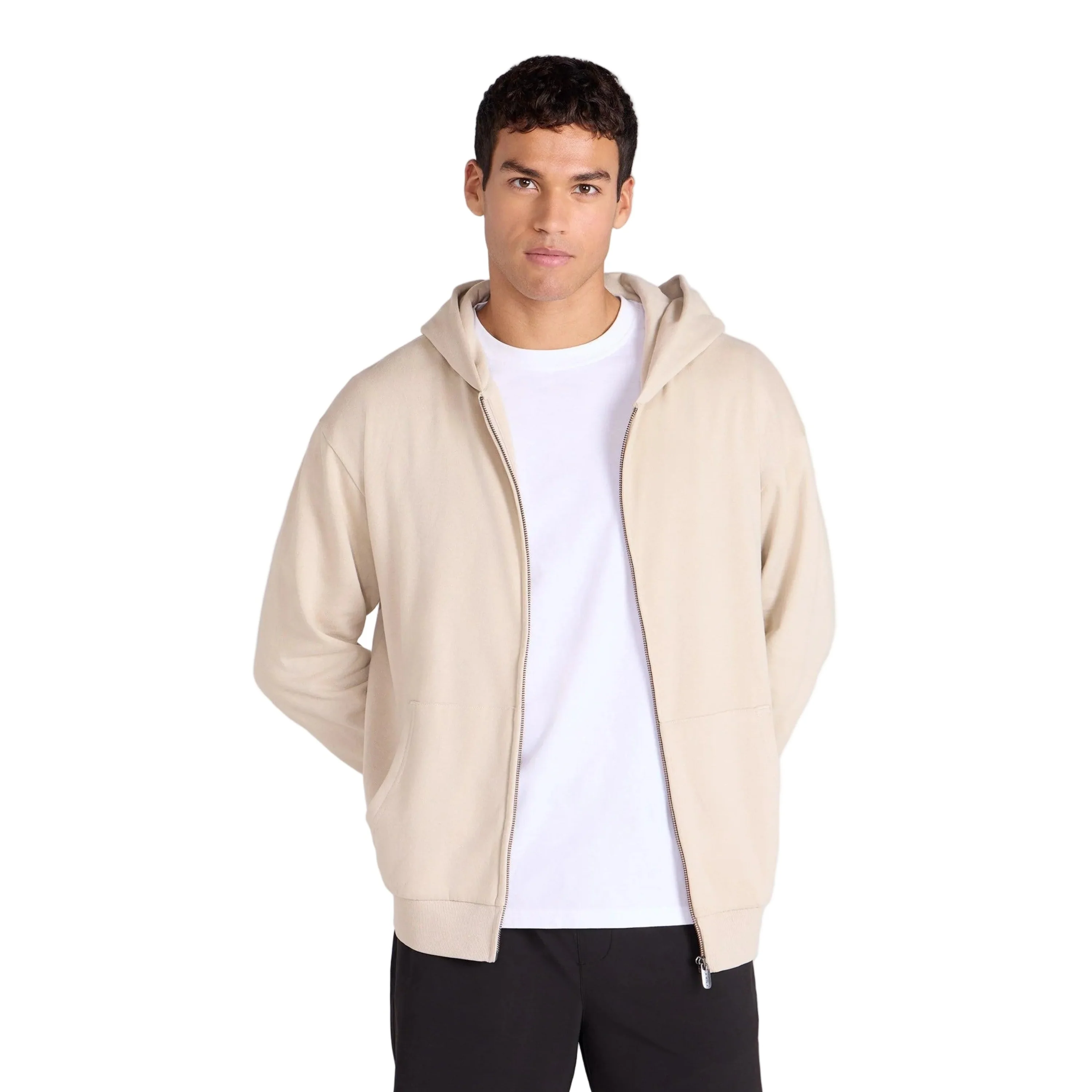 Animal Mens Icon Logo Full Zip Hoodie Beige