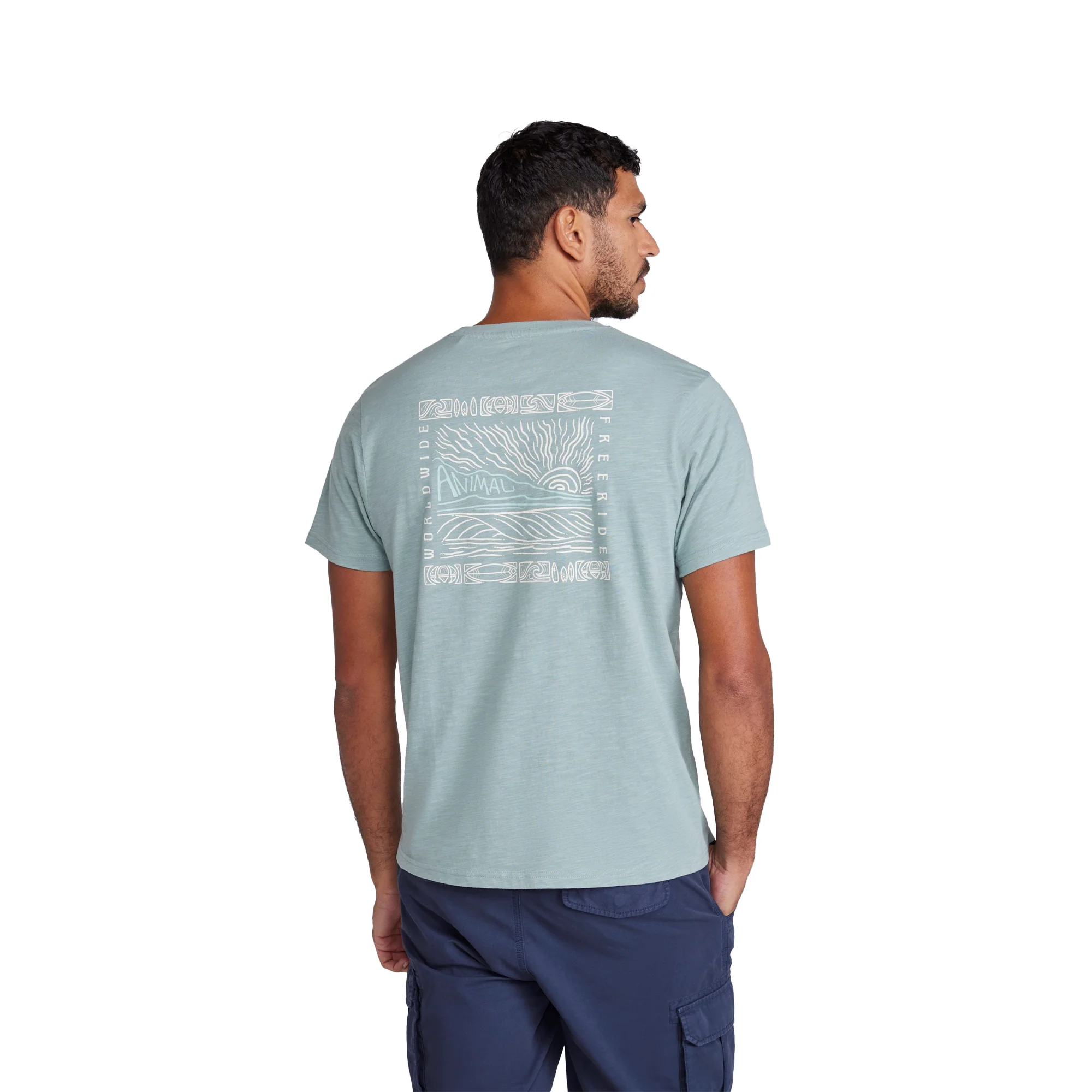 Animal Mens Jacob Back Print Organic T-Shirt Pale Green - Image 2