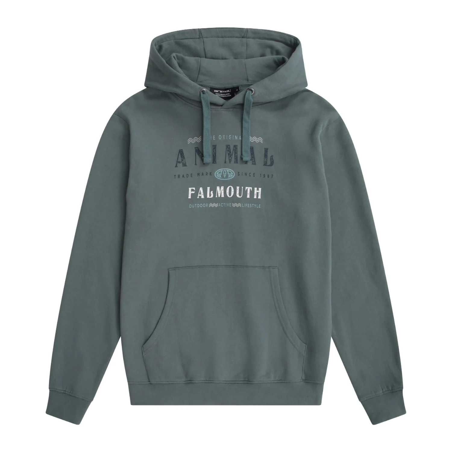 Animal Mens River Falmouth Hoodie Green