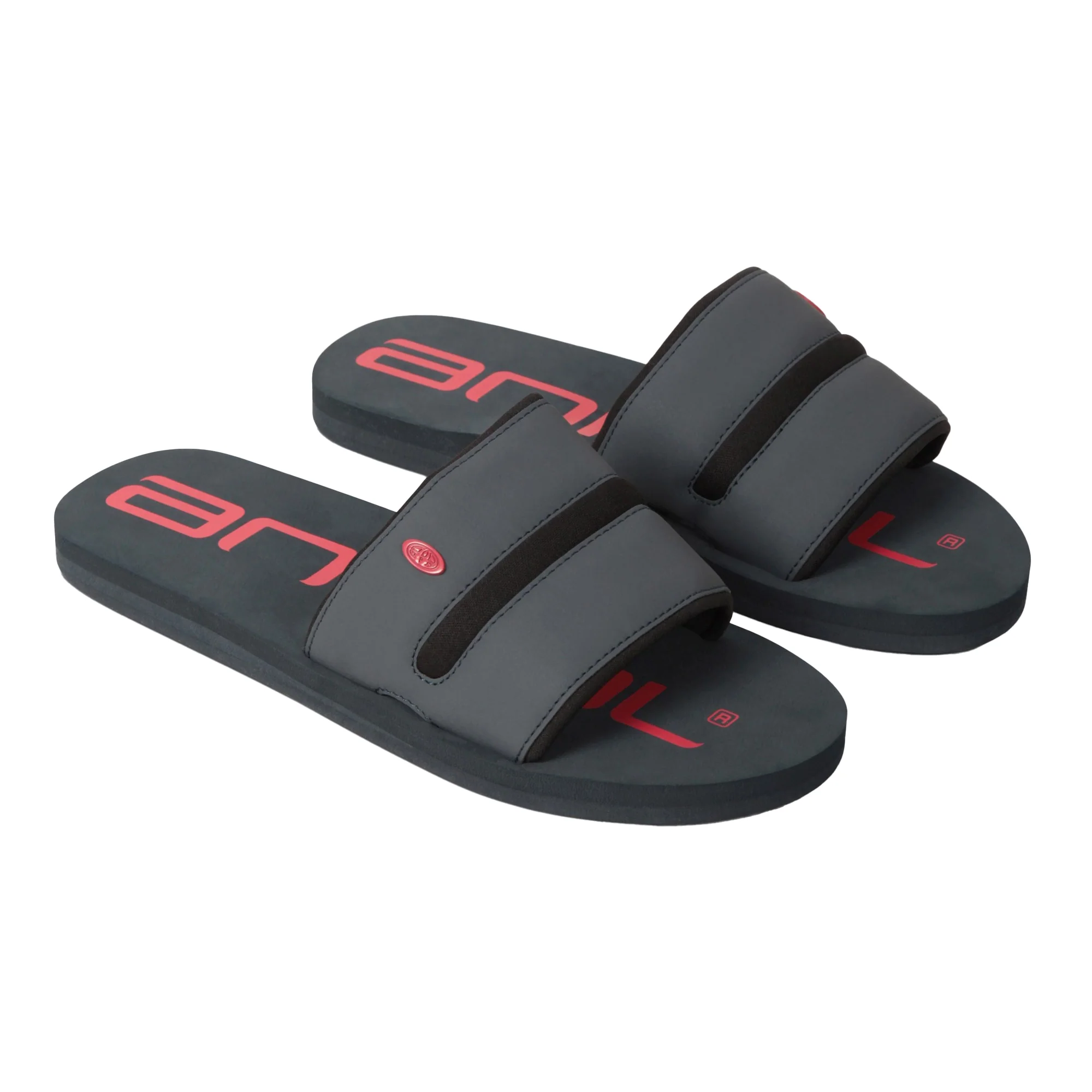 Animal Mens Wave Sliders Charcoal