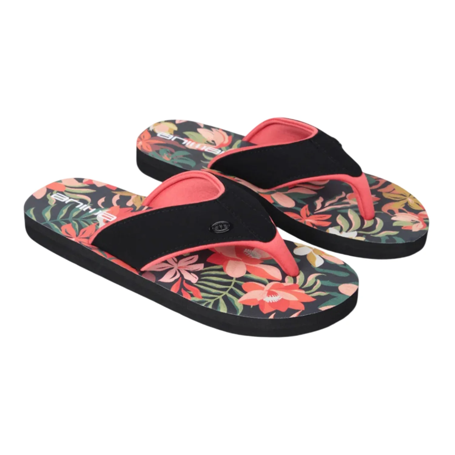 Animal Womens Leaf Print Recycled Flip Flops Bright Orange