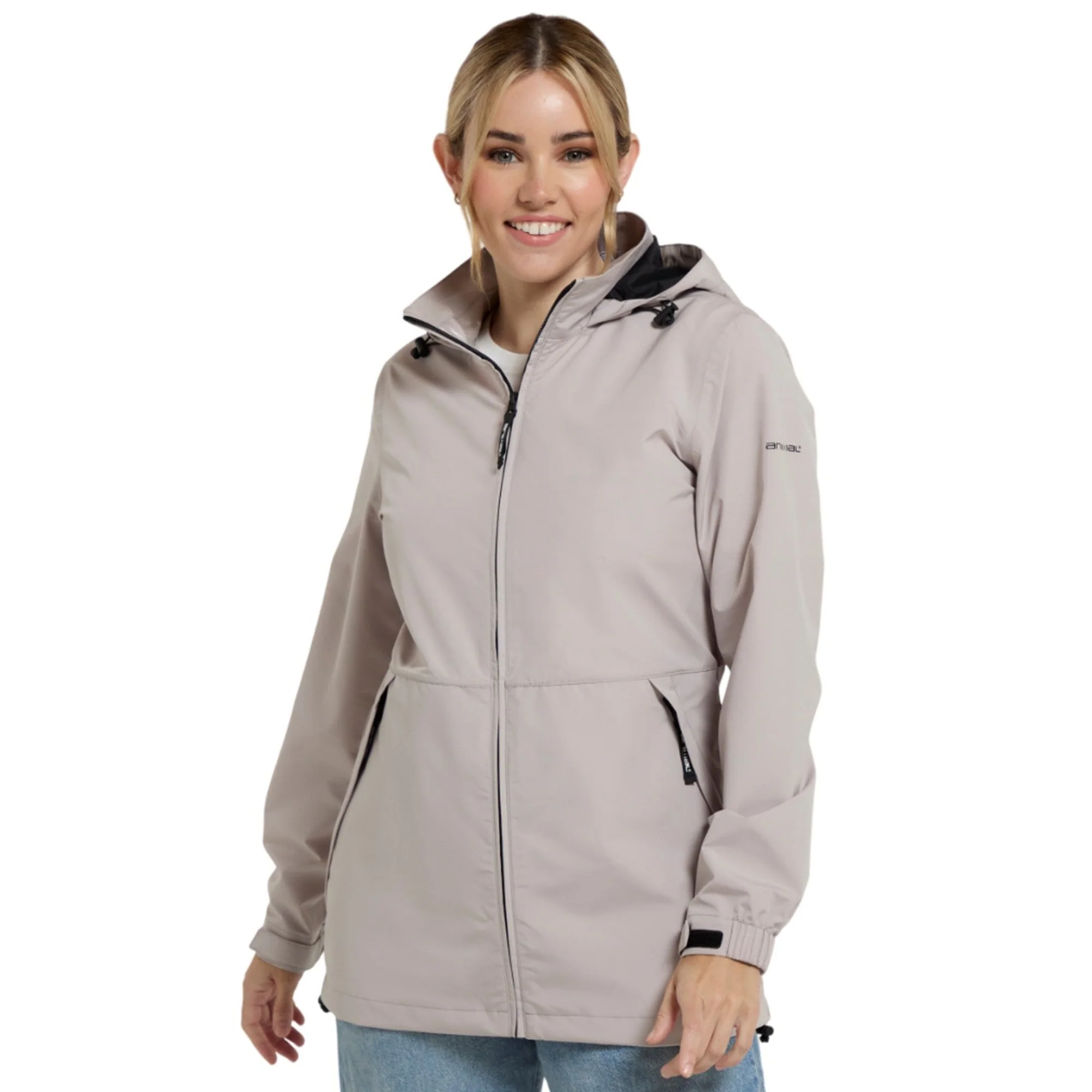 Animal Womens Pace Packable Waterproof Jacket Light Beige