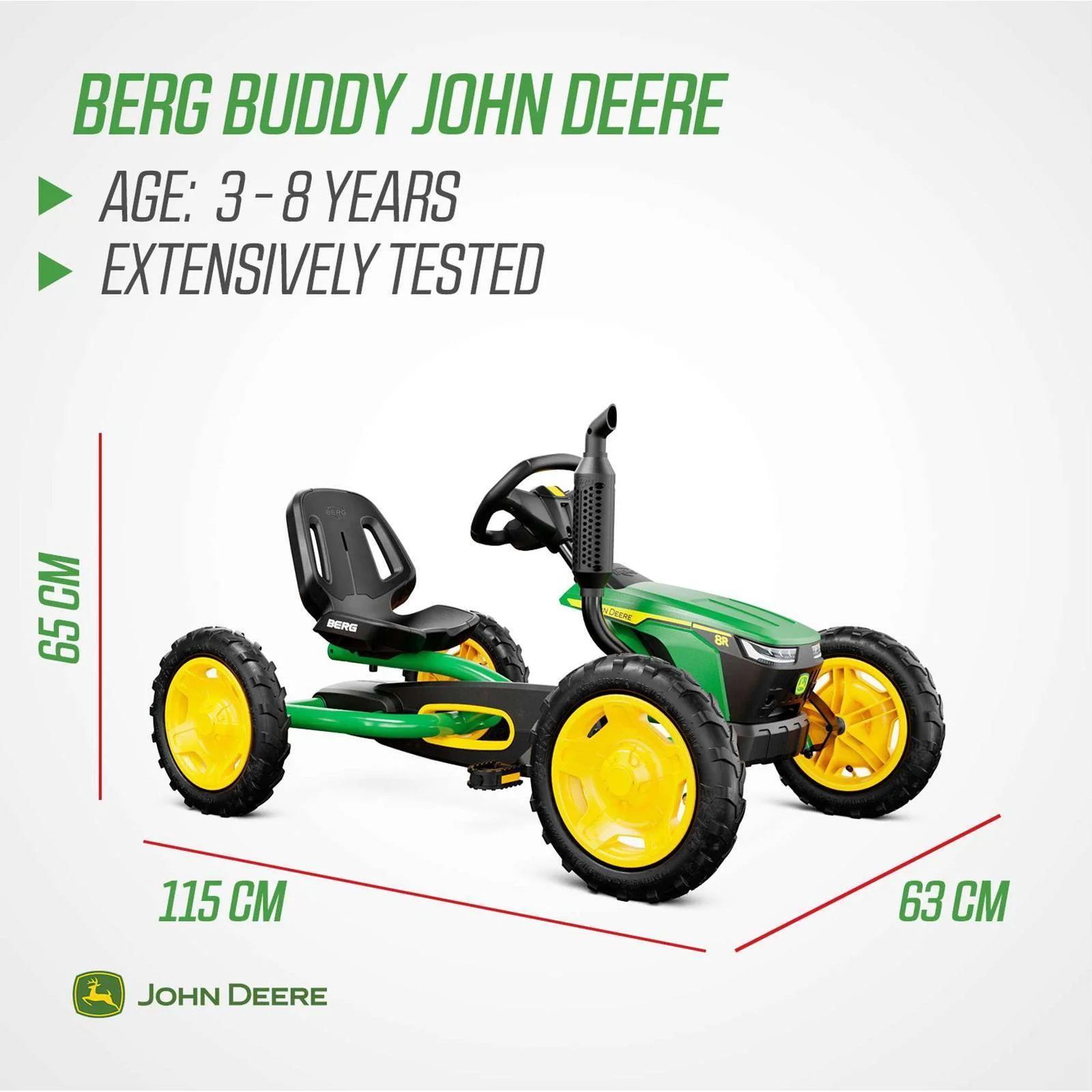 BERG Buddy John Deere Green Go-Kart - Image 7