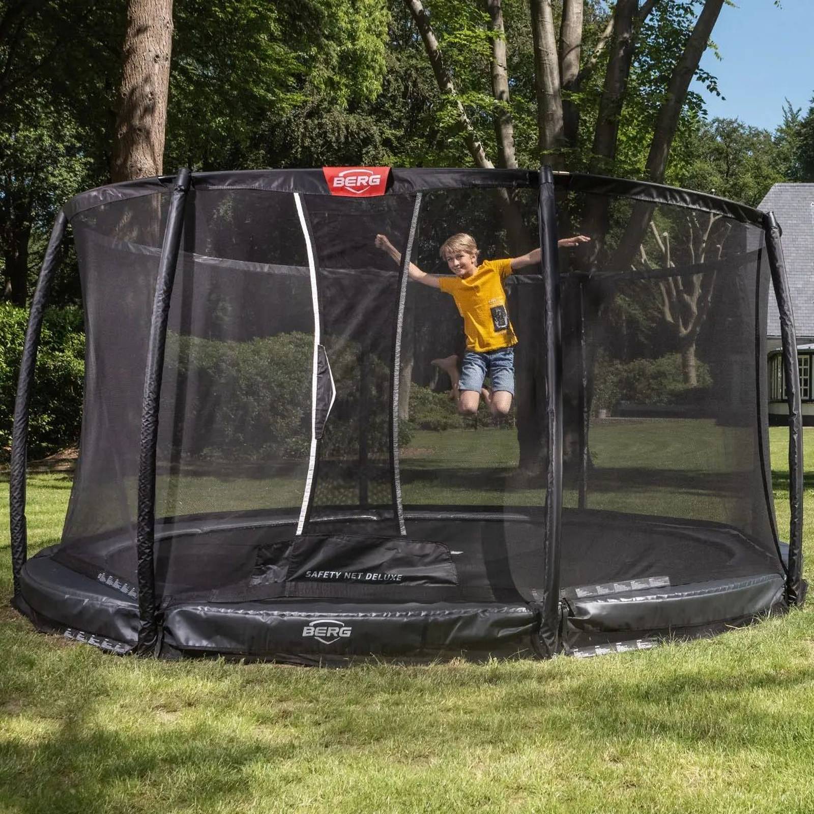 BERG Champion InGround 430 Trampoline Grey + Safety Net Deluxe - Image 2