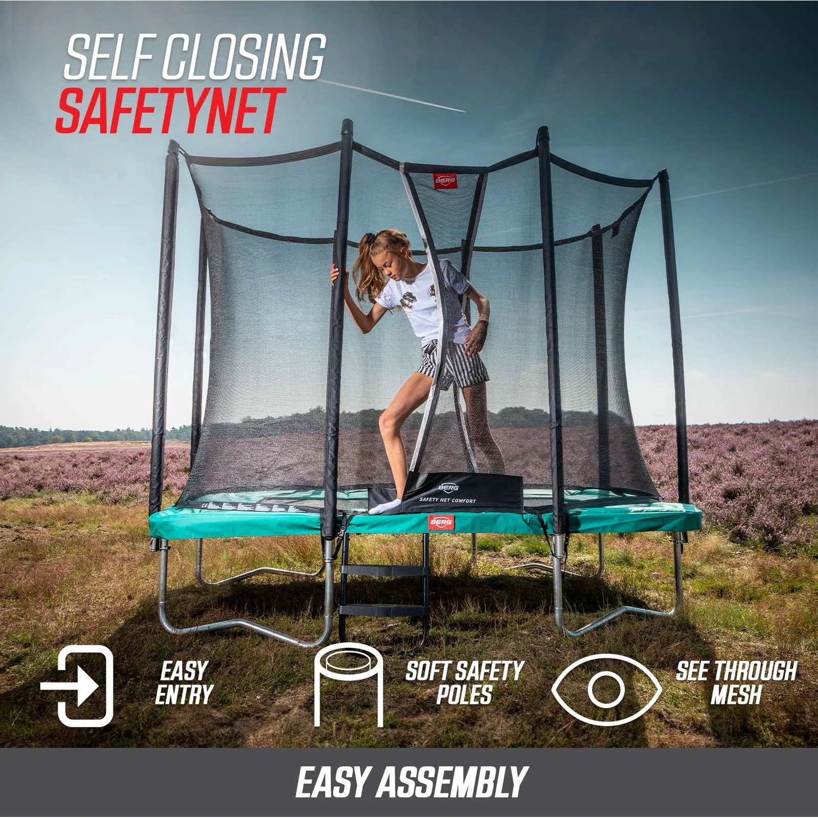BERG Favorit InGround 430 Trampoline Grey + Safety Net Comfort - Image 4