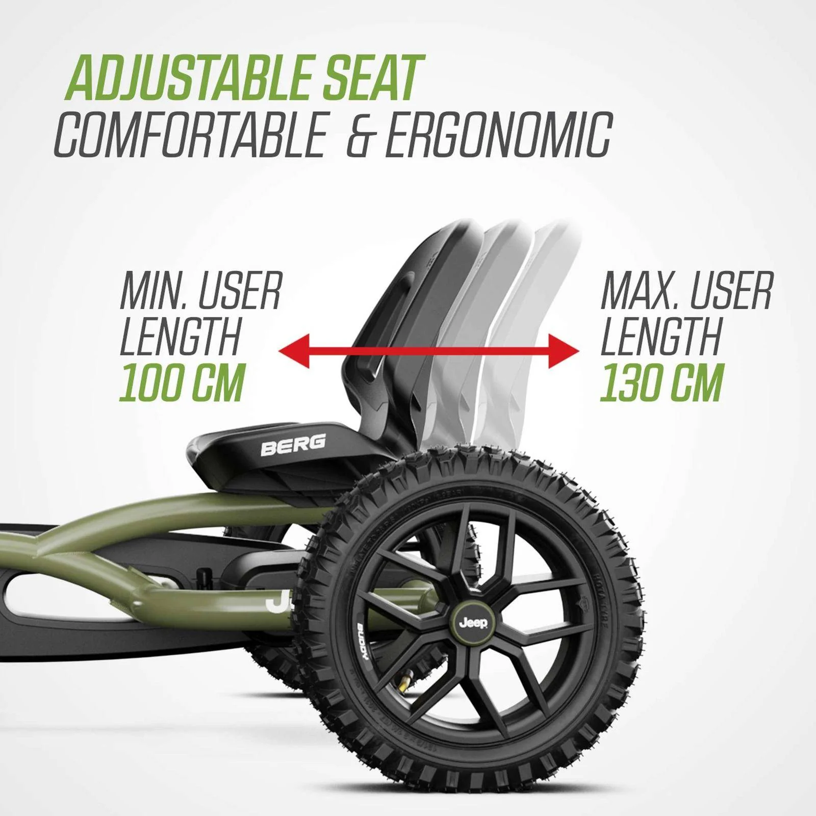 BERG Jeep® Buddy Wrangler Green Go-Kart - Image 8