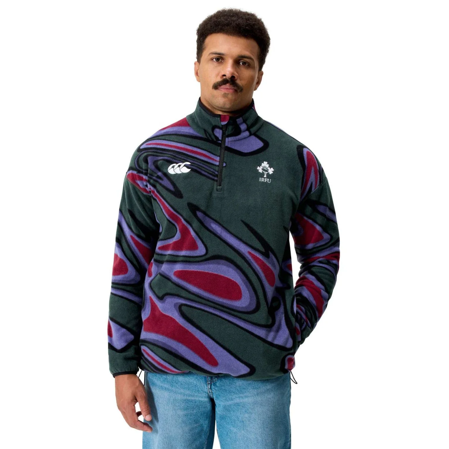 Canterbury Ireland IRFU Rugby Unisex Half-Zip Retro Fleece