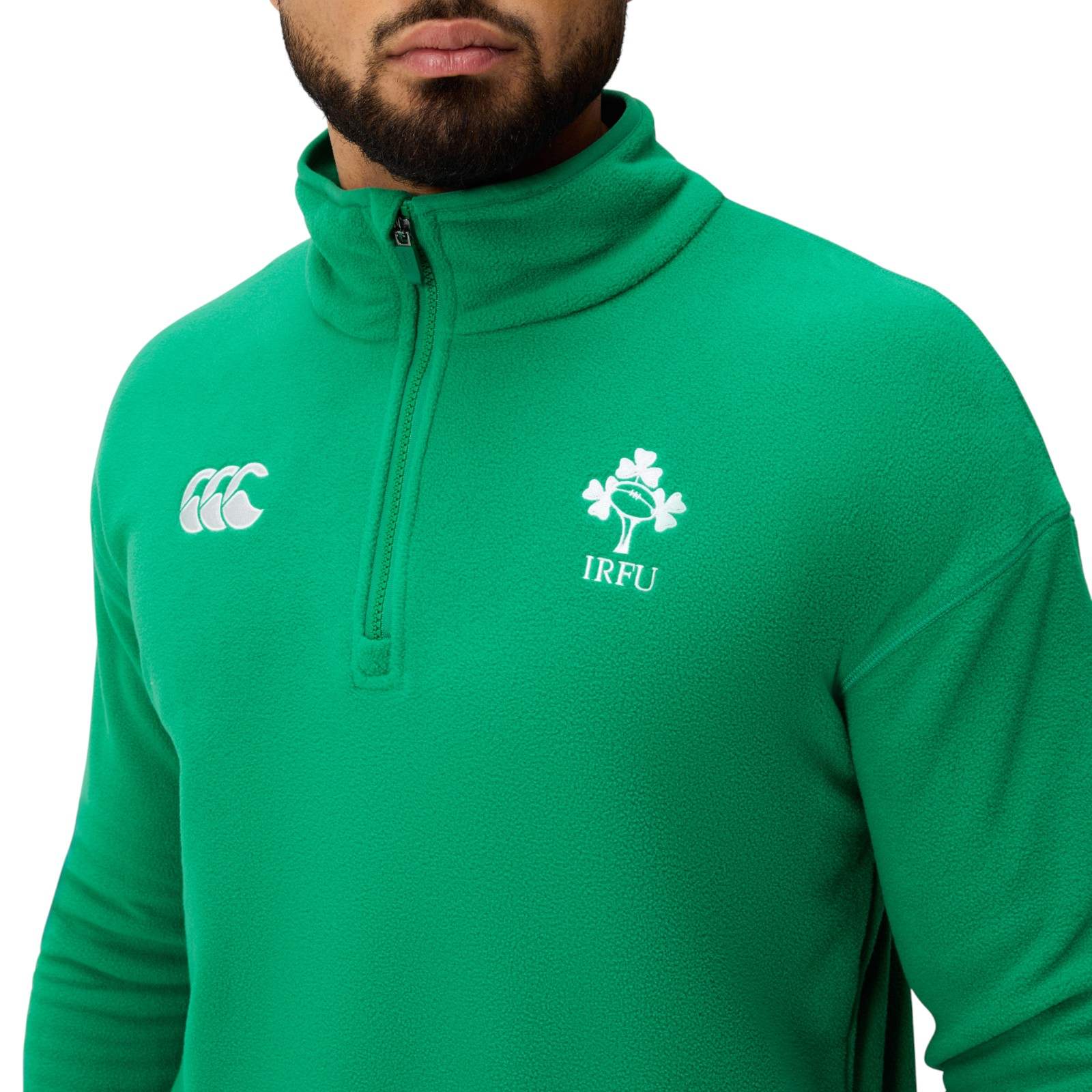 Canterbury IRFU Ireland Rugby Mens Half-Zip Retro Fleece Top - Image 4