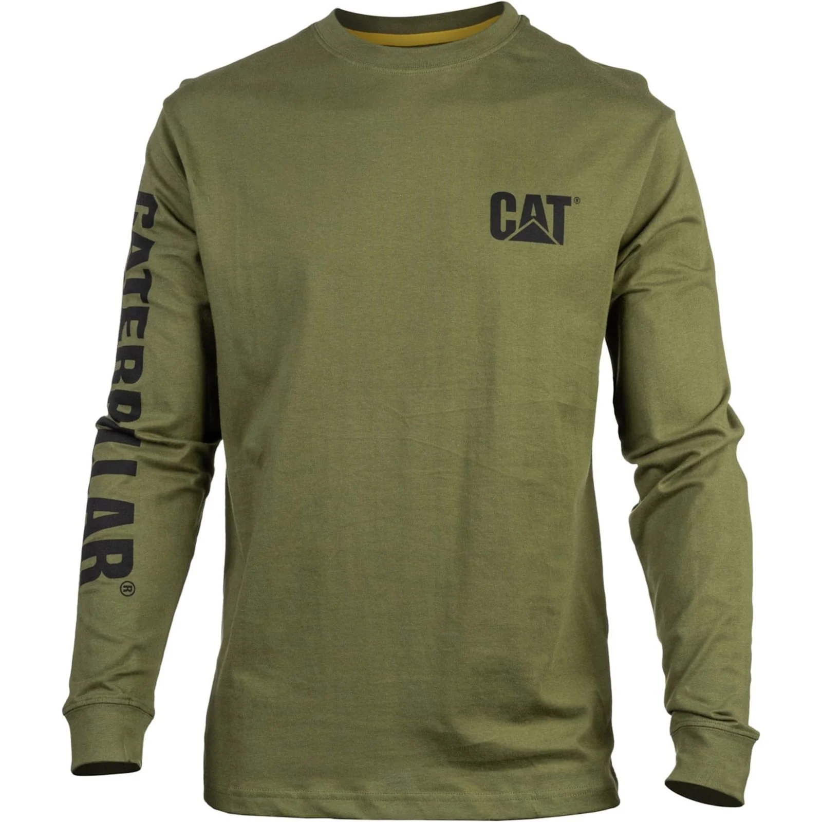 Caterpillar Mens Trademark Banner Long Sleeve T-Shirt Chive - Image 4