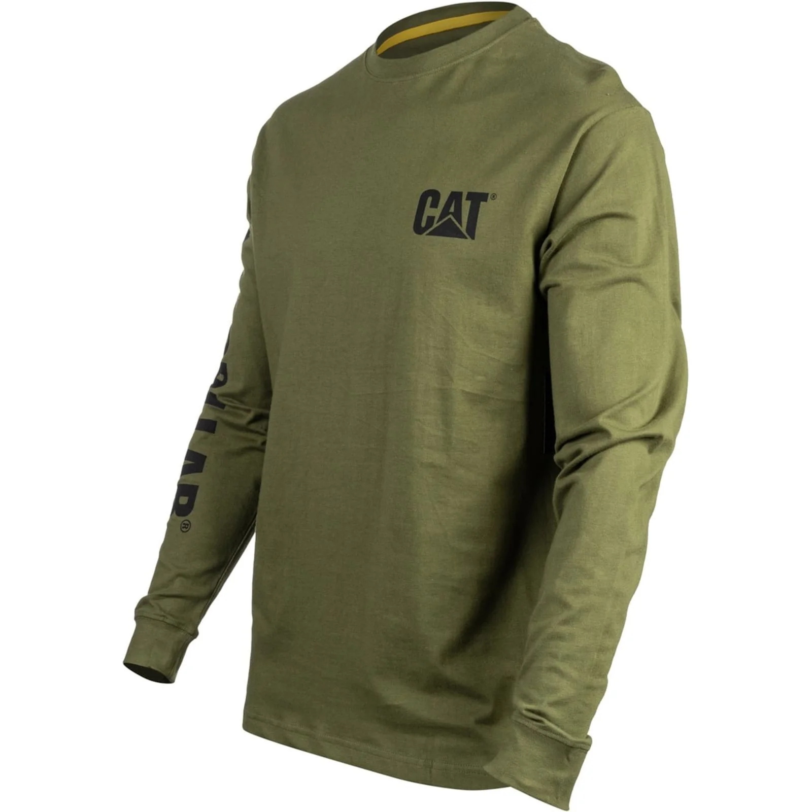 Caterpillar Mens Trademark Banner Long Sleeve T-Shirt Chive - Image 6