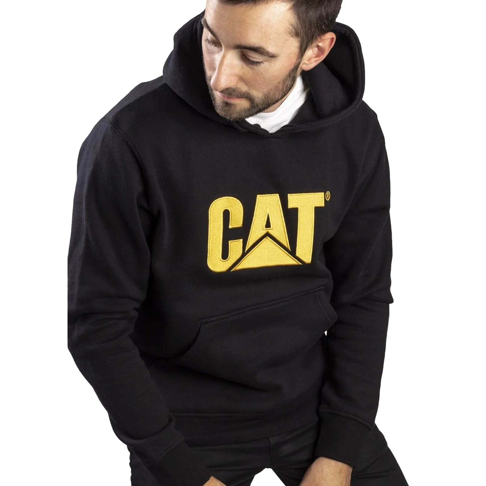 Caterpillar Mens Trademark Hooded Sweatshirt Black - Image 3
