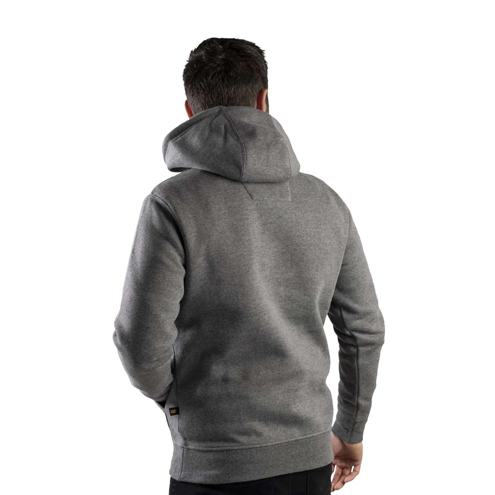 Caterpillar Mens Trademark Hooded Sweatshirt Heather Grey - Image 2