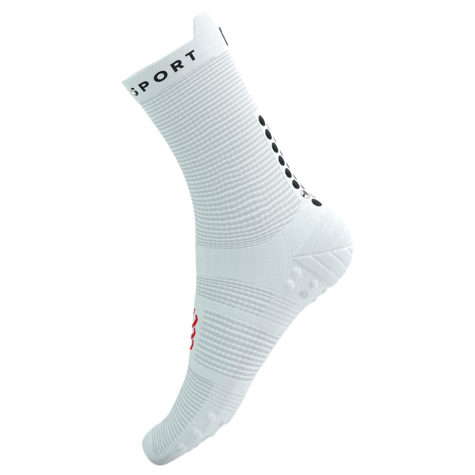 Compressport Pro Racing V4.0 Run High Socks - White / Black - Image 8