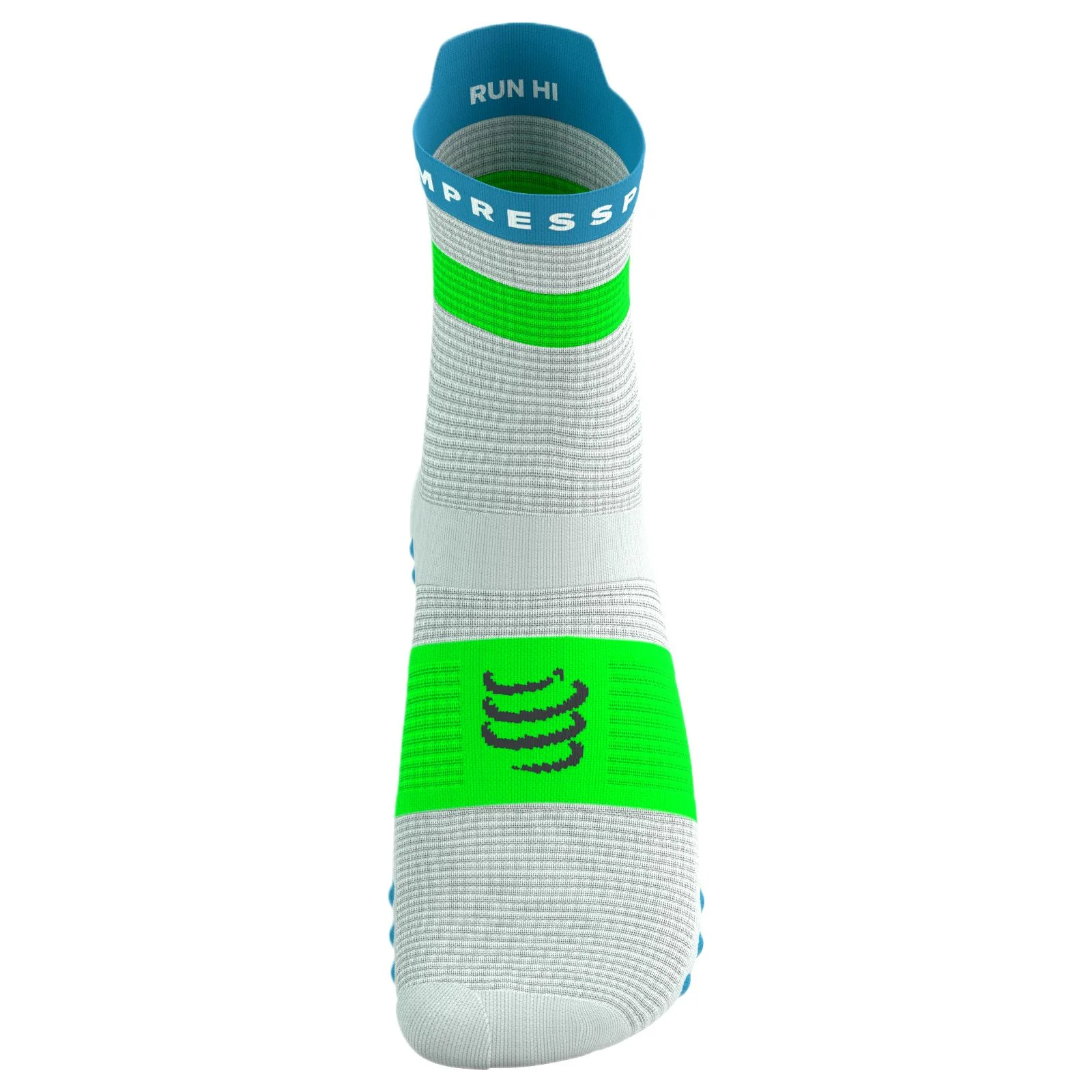 Compressport Pro Racing V4.0 Run High Socks - White / Blue / Green - Image 5