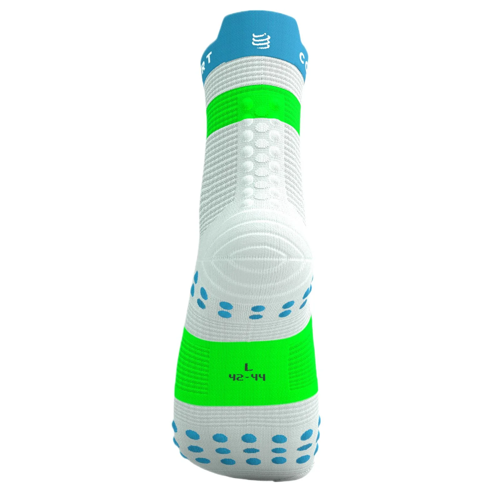 Compressport Pro Racing V4.0 Run High Socks - White / Blue / Green - Image 6