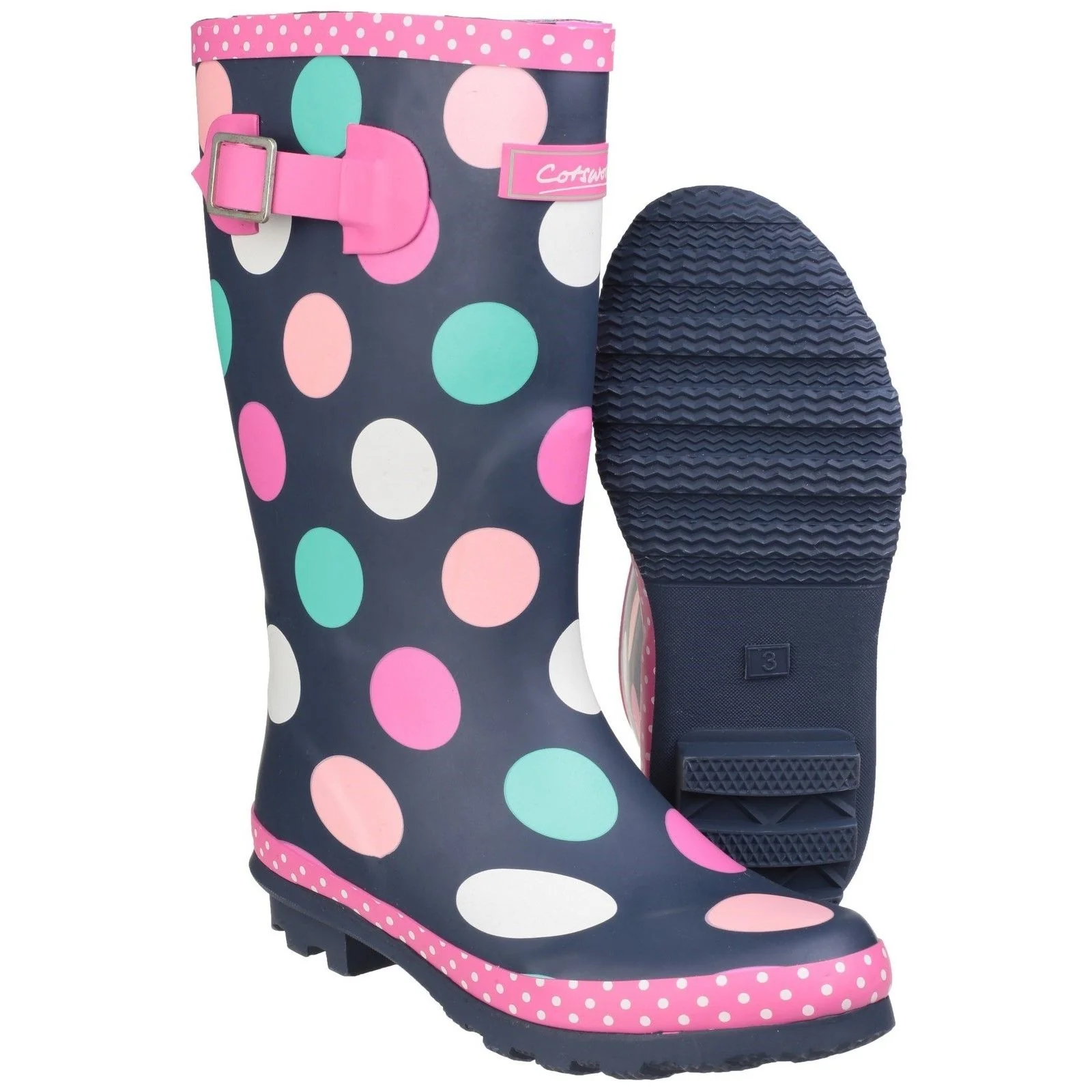 Cotswold Junior Kids Dotty Pull On Wellington Boot Multicoloured - Image 3