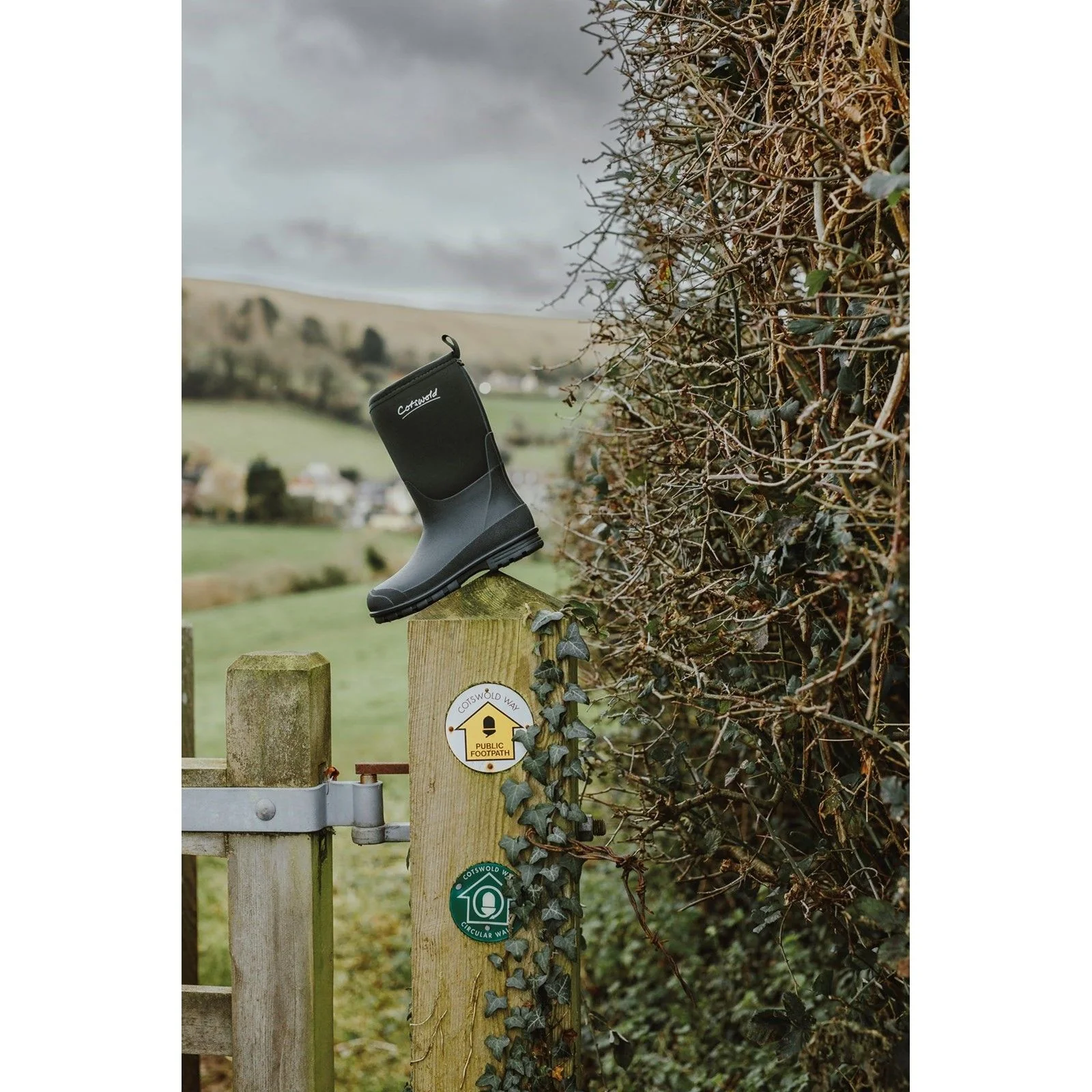 Cotswold Junior Kids Hilly Neoprene Childrens Wellington Boot Green - Image 5