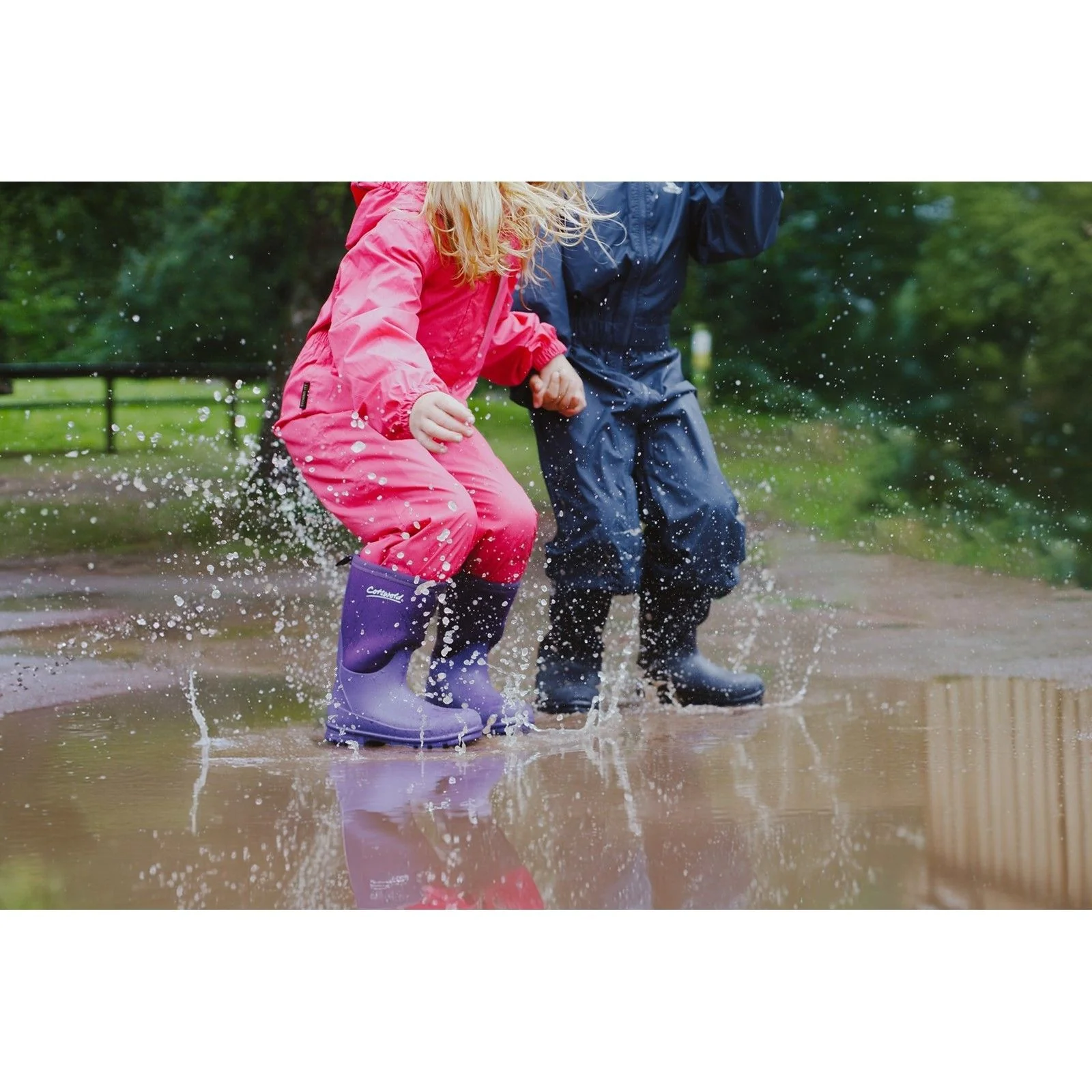 Cotswold Junior Kids Hilly Neoprene Childrens Wellington Boot Purple - Image 4
