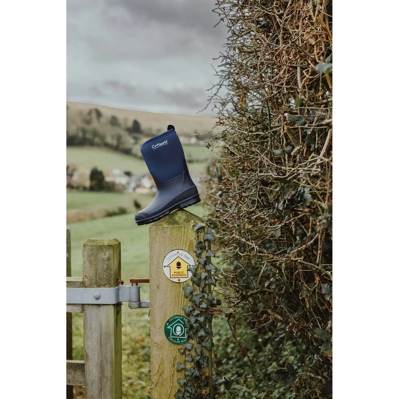 Cotswold Kids Hilly Neoprene Childrens Wellington Boot Navy - Image 5