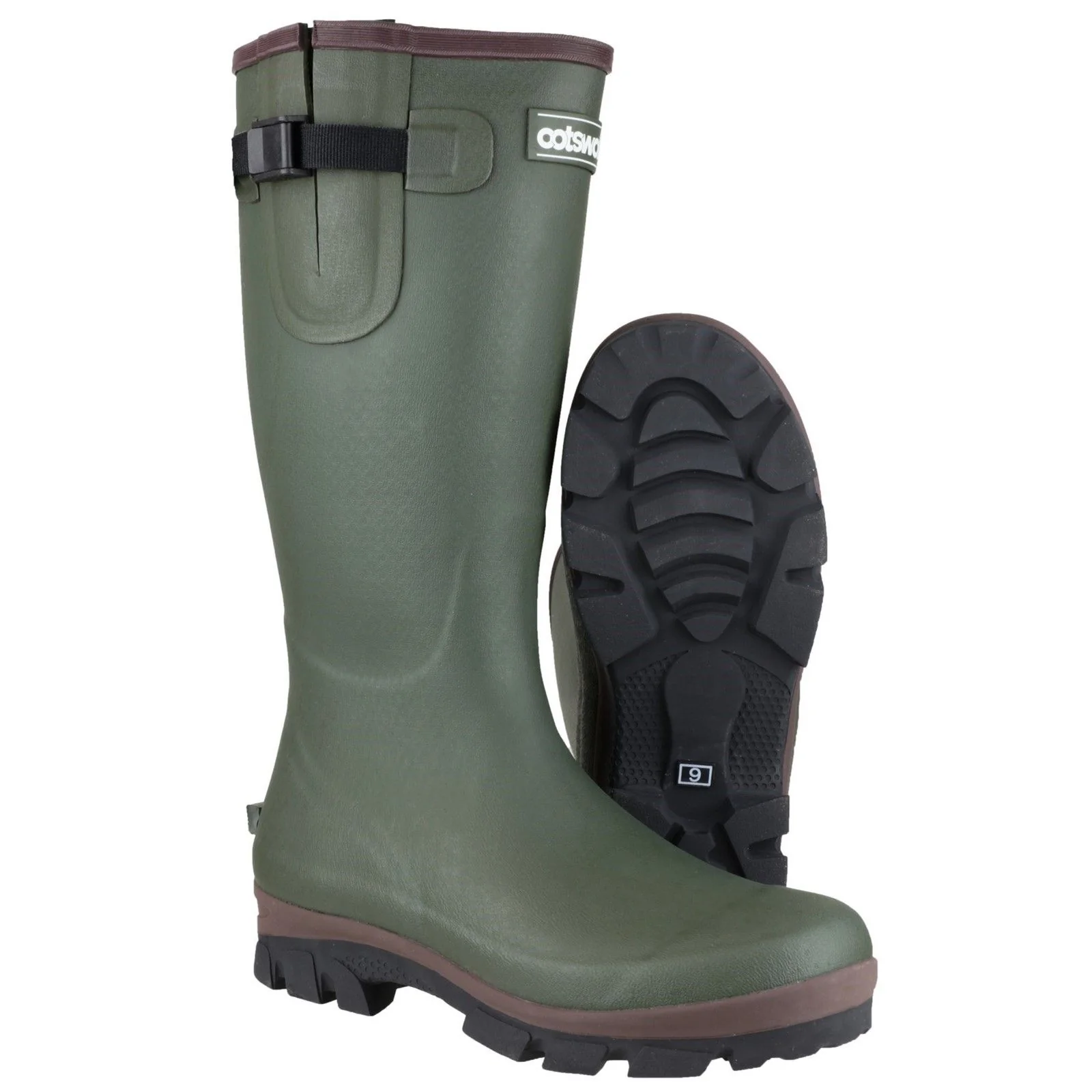 Cotswold Mens Grange Buckle Fastening Wellington Boot Green - Image 4