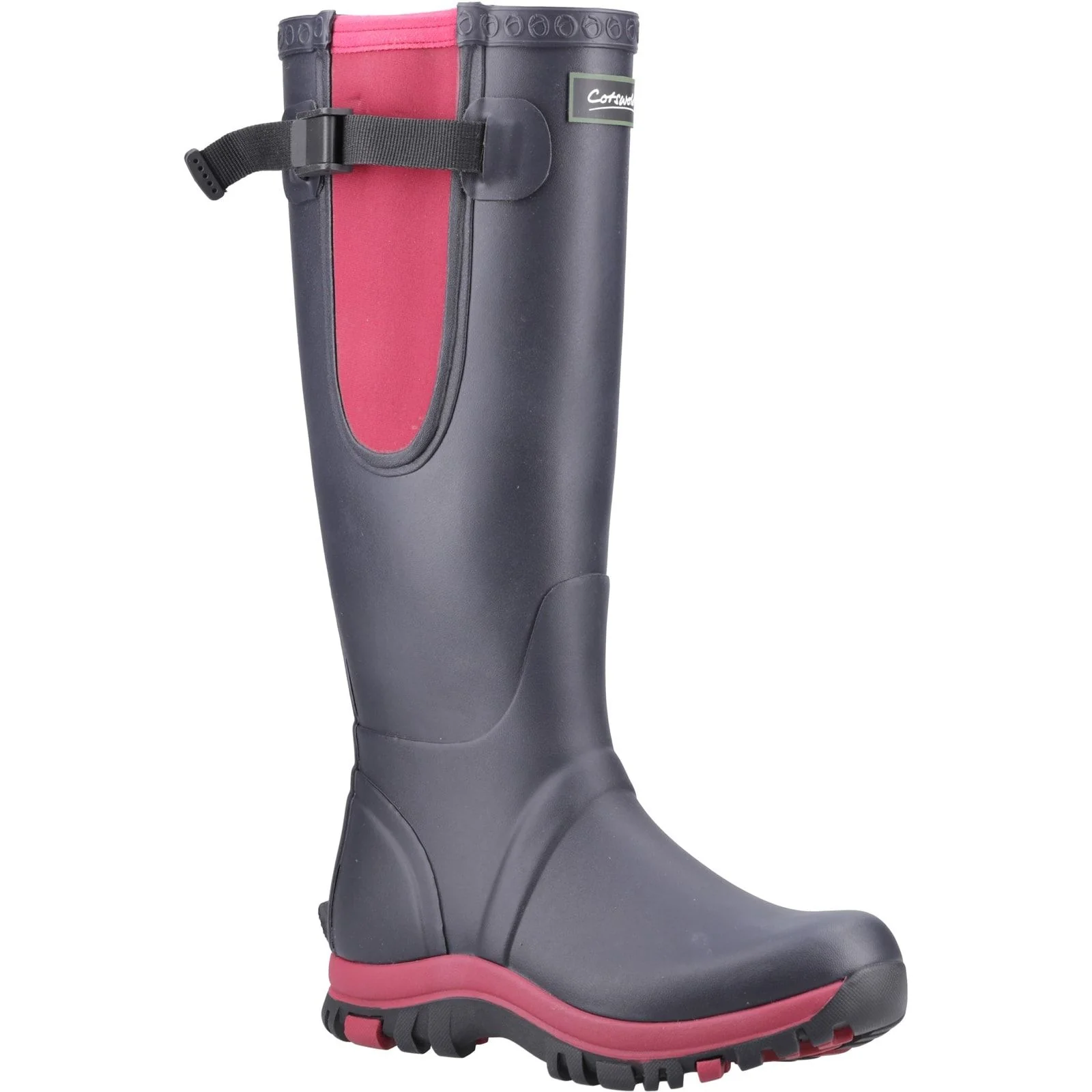Cotswold Womens Milton Adjustable Wellington Boot Navy/Pink - Image 5