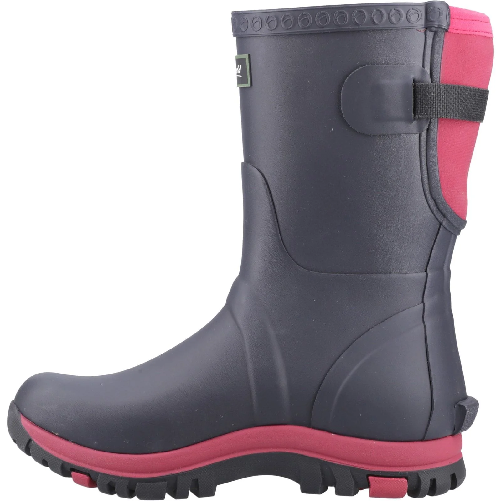 Cotswold Womens Realm Adjustable Short Wellington Boot Navy/Pink - Image 2