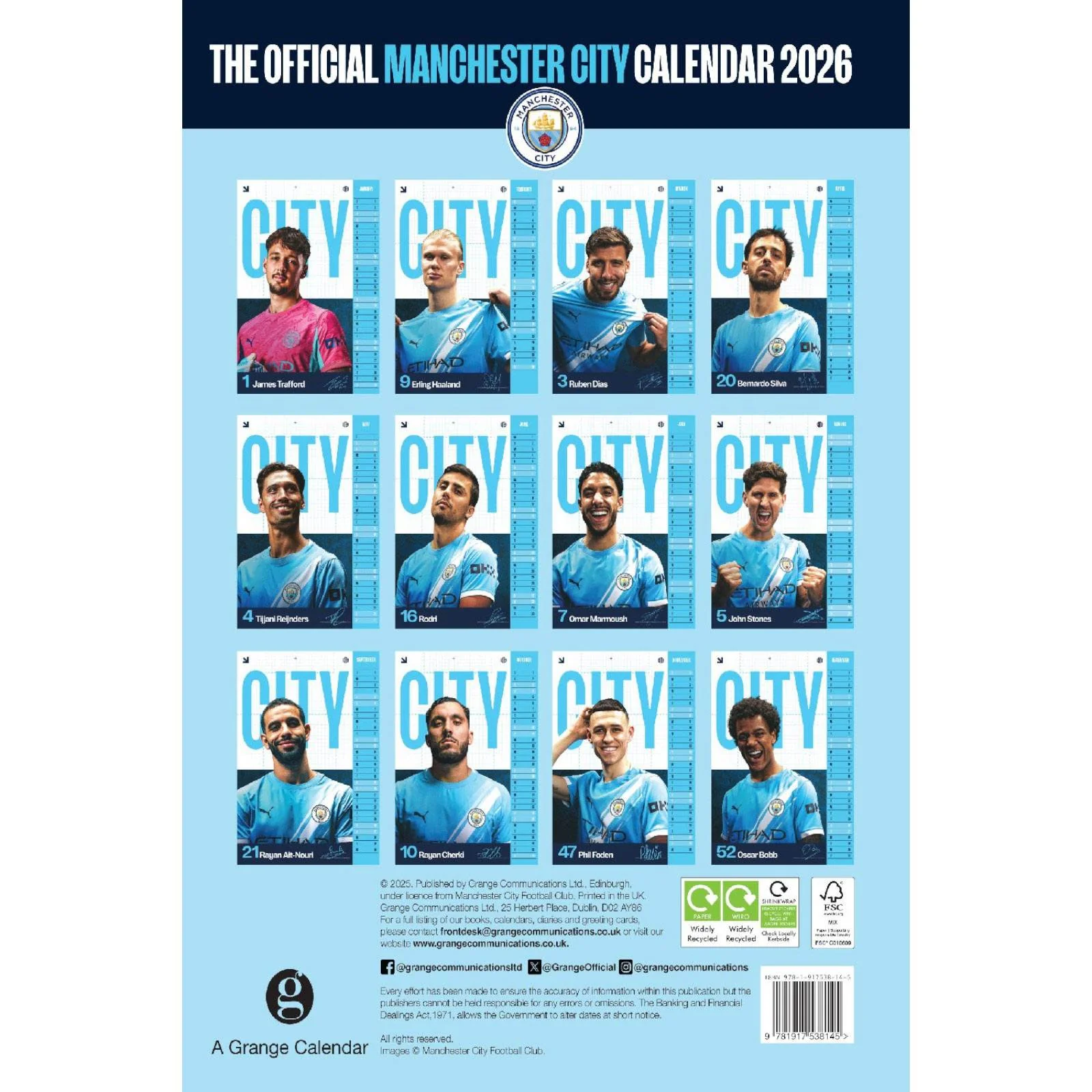 Daricia Manchester City 2026 Football Wall Calendar - Image 2