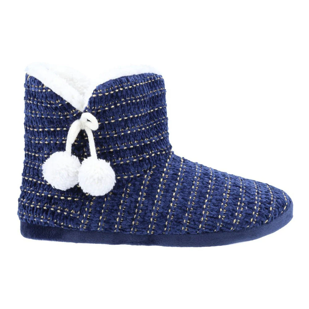 Divaz Womens Saturn Knitted Bootie Slipper Navy