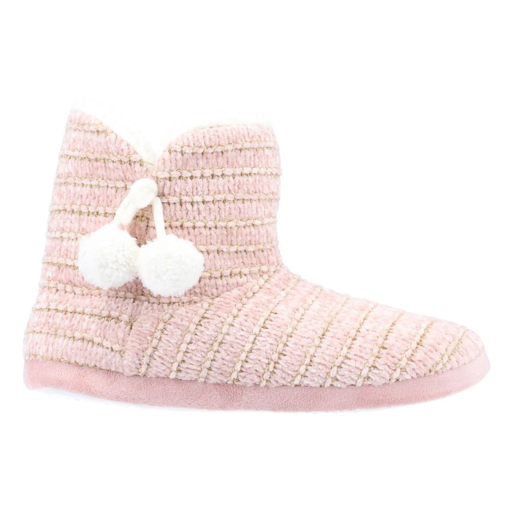 Divaz Womens Saturn Knitted Bootie Slipper Pink