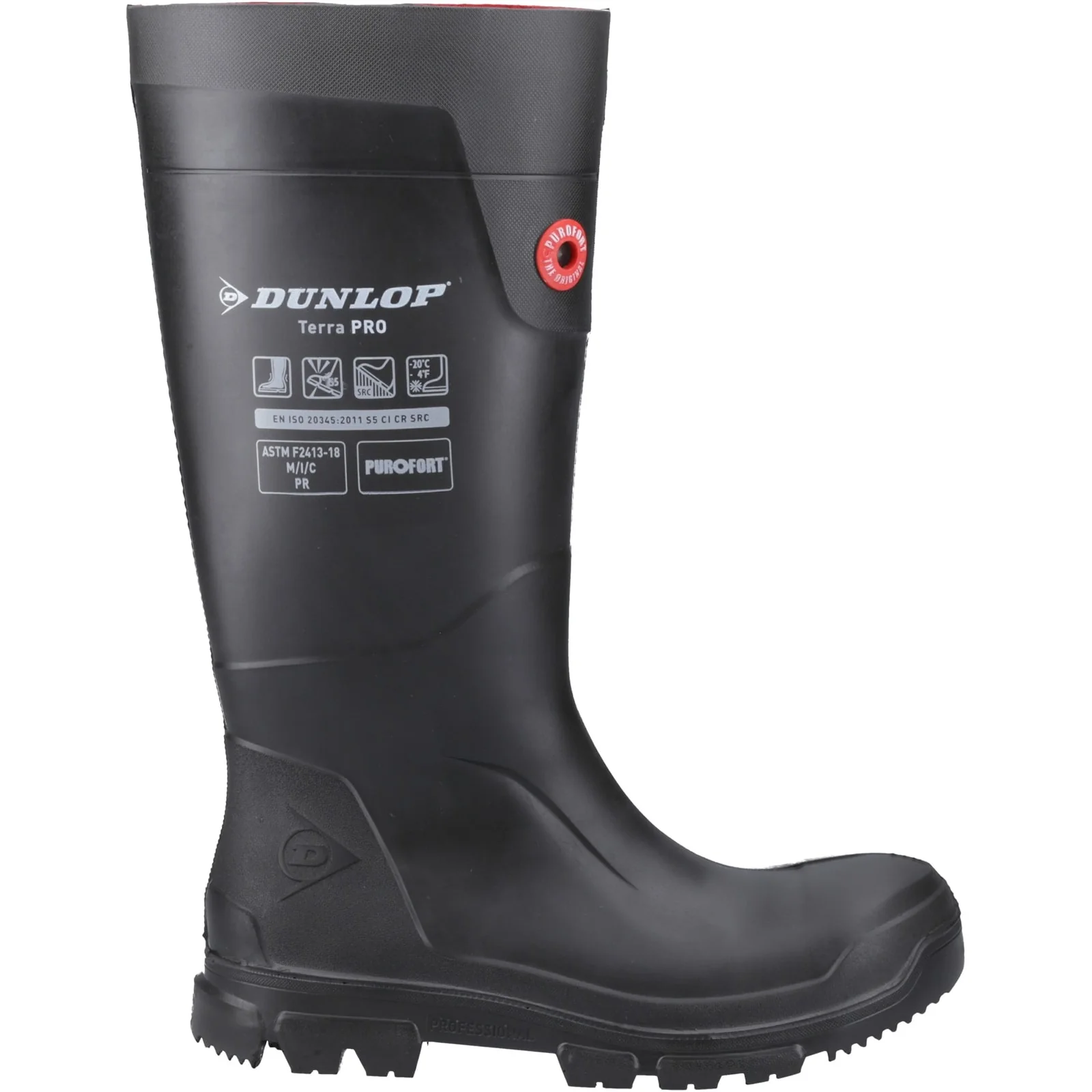 Dunlop Mens TerraPro Full Safety Wellington Black