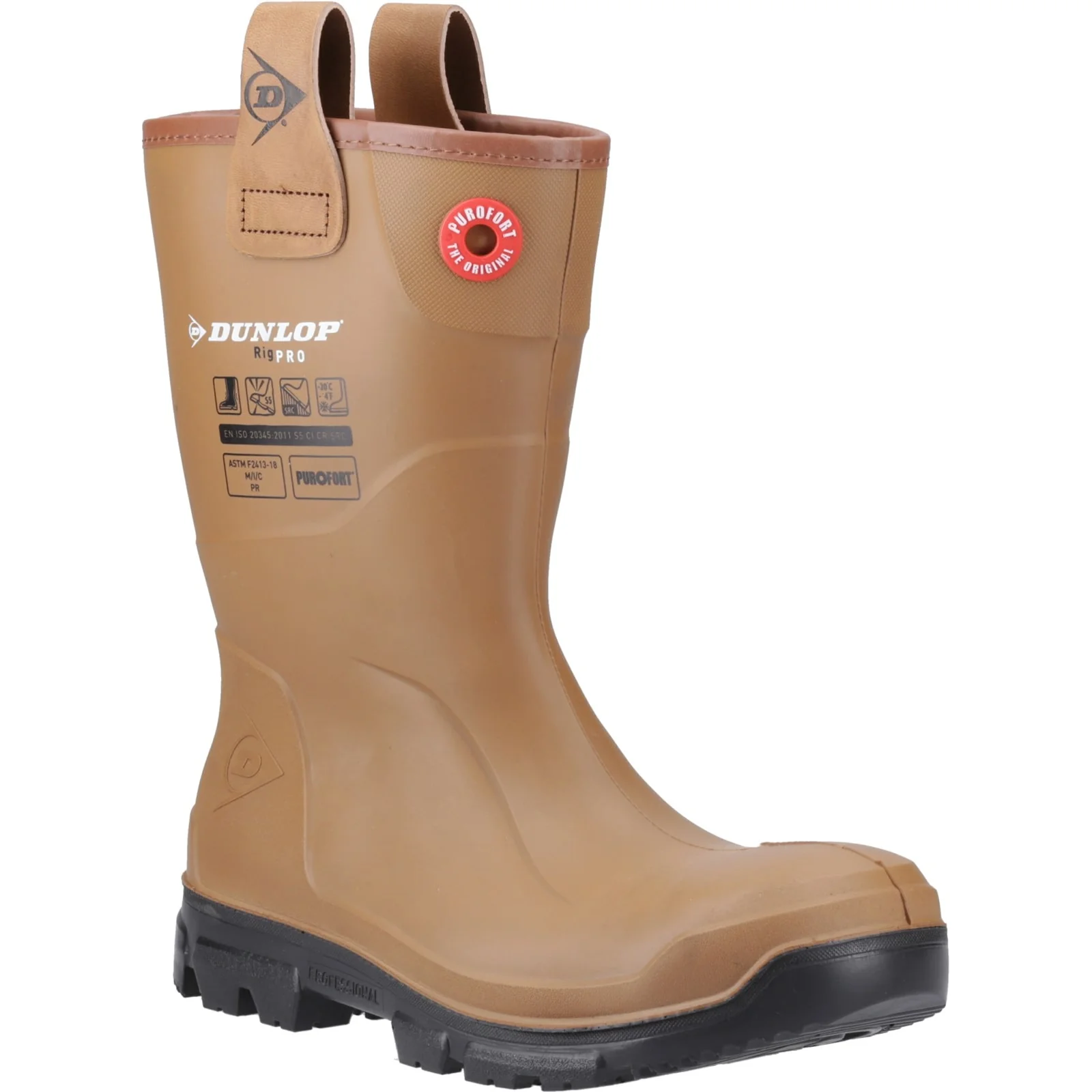 Dunlop Unisex Purofort RigPRO Full Safety Synthetic Fur lining Wellington Brown/Black - Image 4