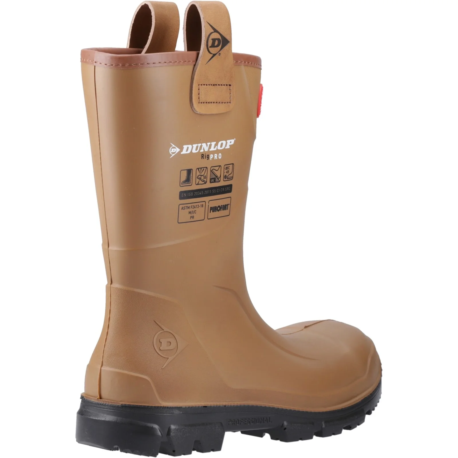 Dunlop Unisex Purofort RigPRO Full Safety Synthetic Fur lining Wellington Brown/Black - Image 5