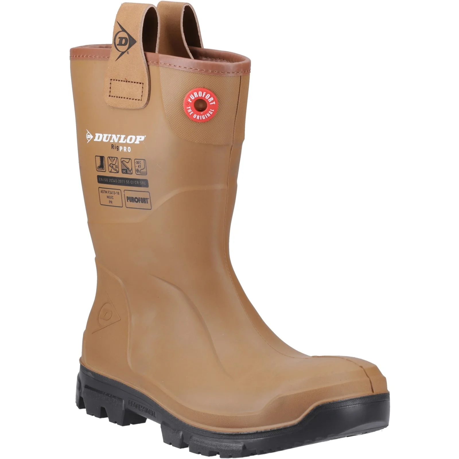 Dunlop Unisex Purofort RigPRO Full Safety Wellington Brown/Black