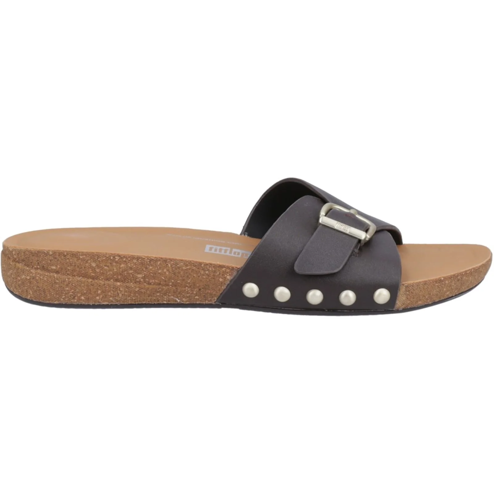 Fitflop Womens iQushion Adjustable Buckle Slides Chocolate Brown