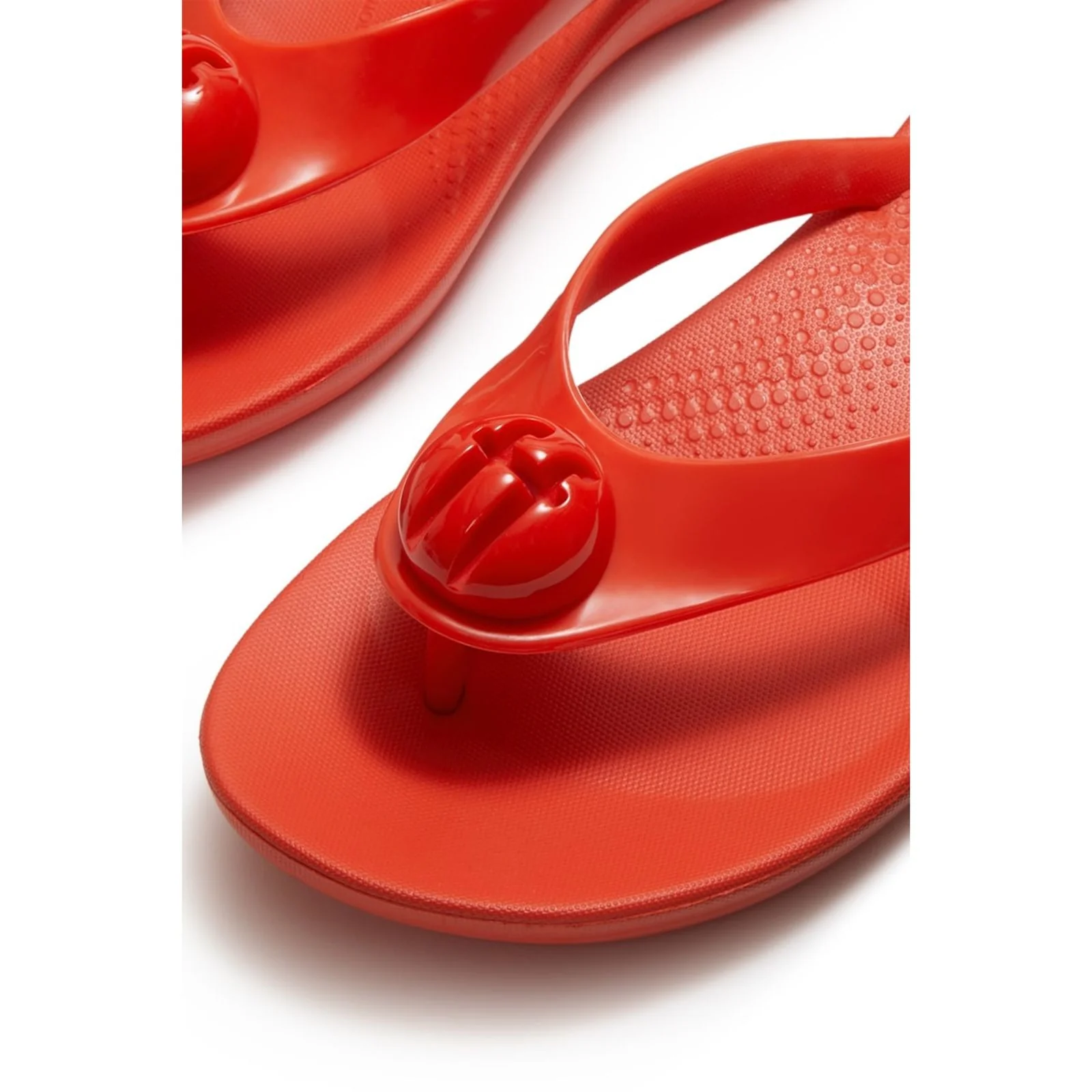 Fitflop Womens iQushion Glossy-Button Flip-Flops Cherry Tomato - Image 4